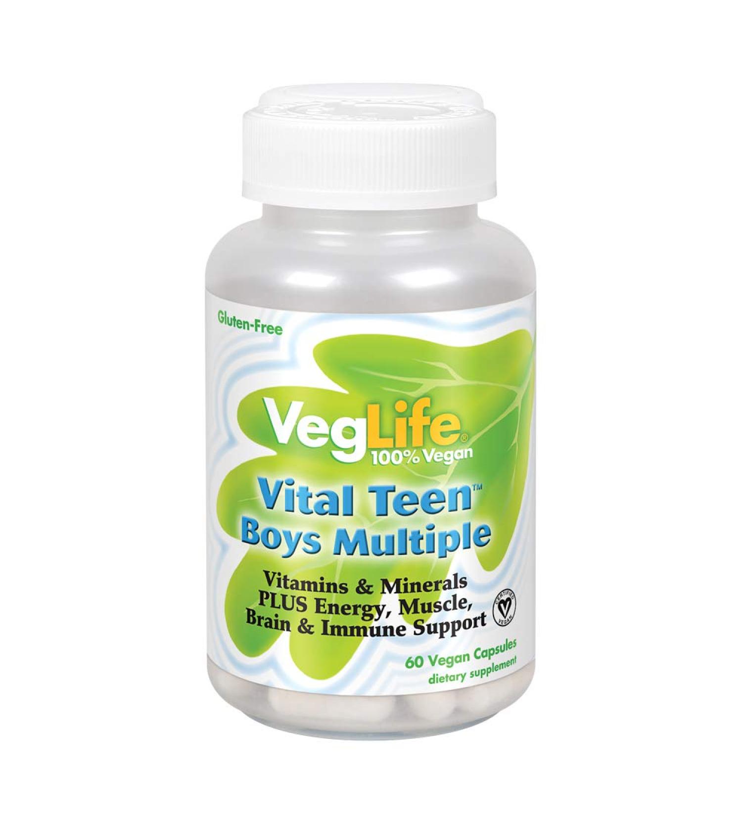 VegLife Vital Teen Boys Multivitamins - 60 Vegan Capsules for Optimal Health - Buy Online on GoSupps.com