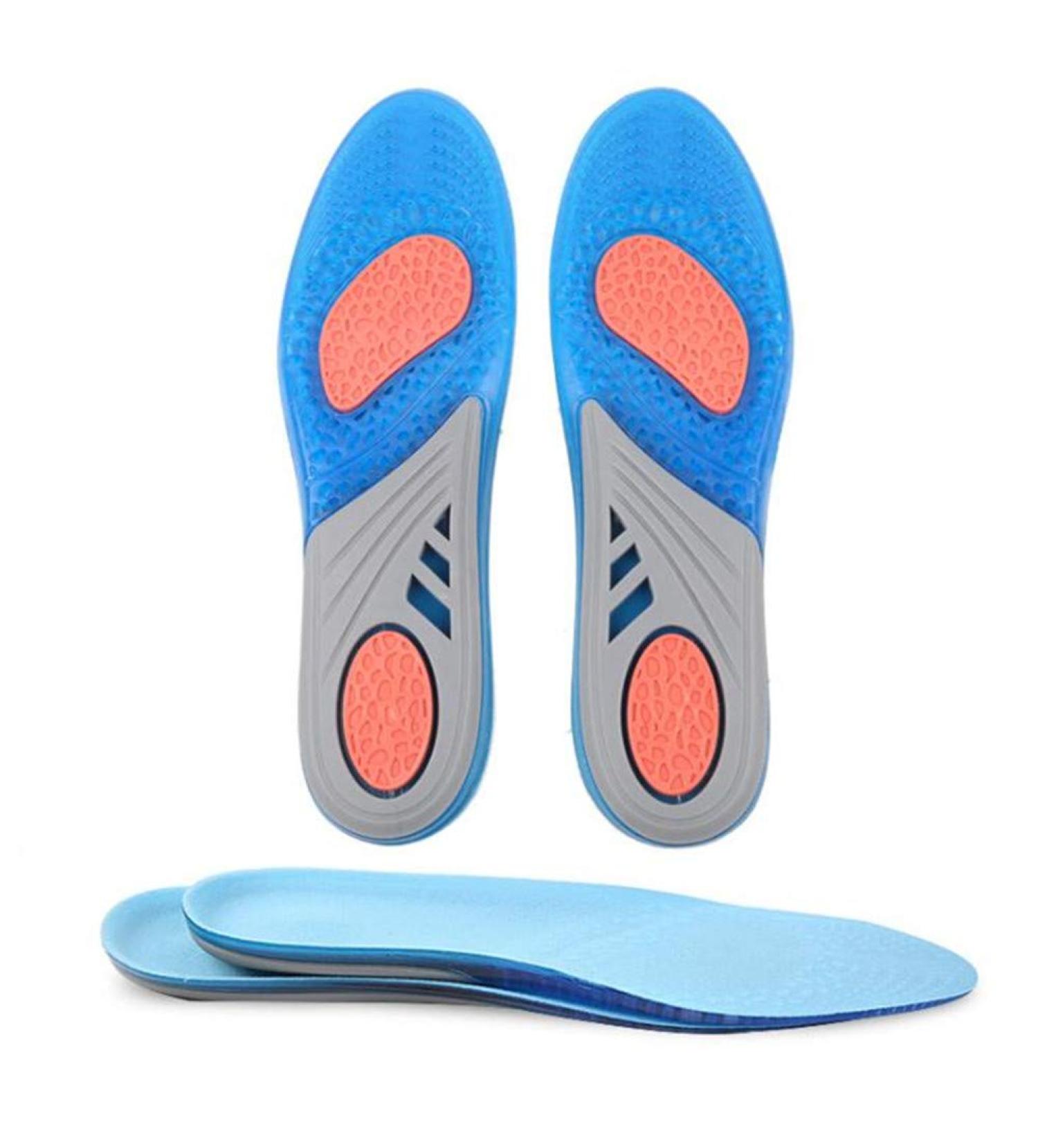 Comfort Gel Shoe Insoles for Long-Time Walking and Standing - All-Day Shock Absorption and Cushioning - Light Blue - US Men 3-9 & Women 4.5-11 - Buy Online on GoSupps.com