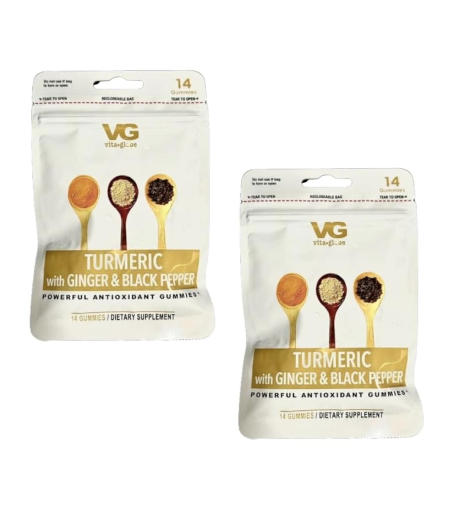 2 Pack Turmeric with Ginger & Black Pepper Gummies 14 Gummies