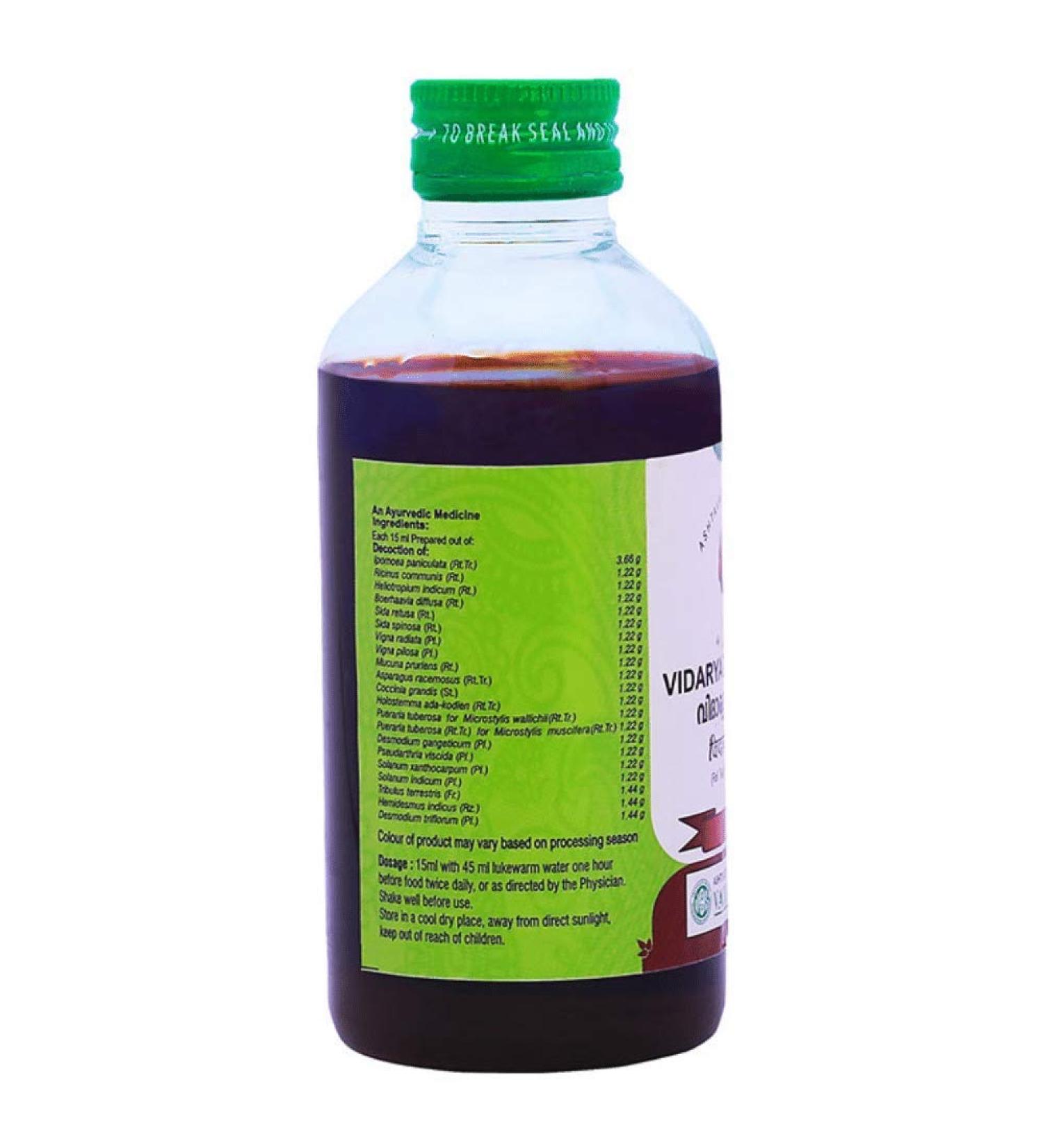 Vidaryadi Kashayam 200 ML (Pack of 2) Premium Ayurvedic Health Supplement | Vaidyaratnam Ayurveda Products for Optimal Wellness - Buy Online on GoSupps.com