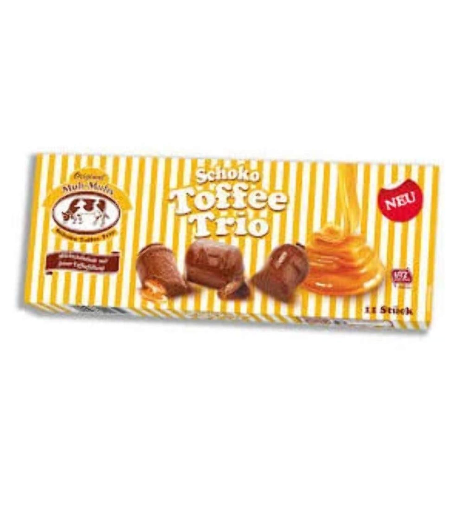 Original muh-muhs chocolate toffee trio-delicate milk chocolate filled with fine tape cream for incomparable toffe enjoyment-Utz-ceritic and free of palm oil (1 x 132g)