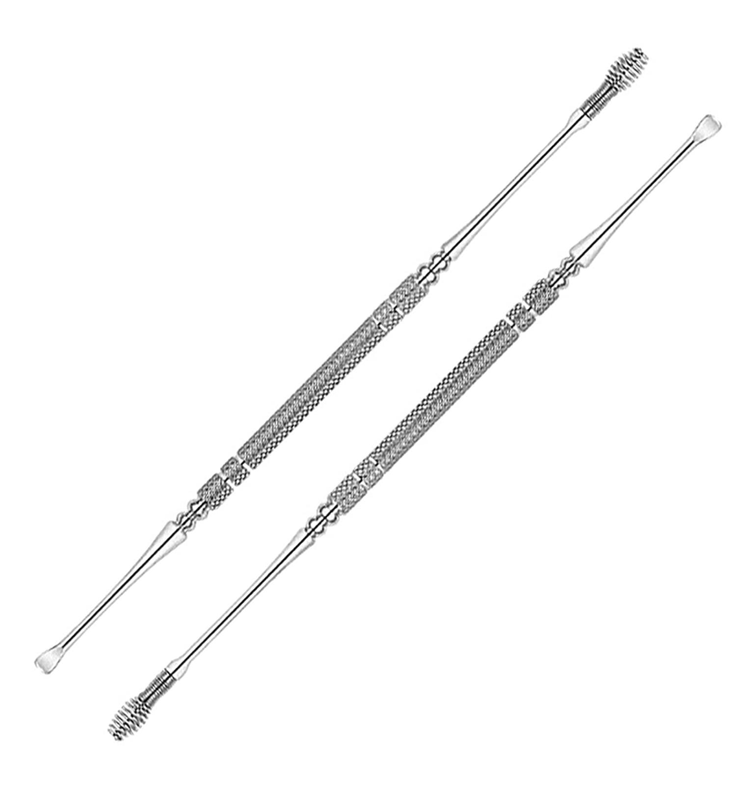 Palarn Dual Head Spring Ear Cleaner | Stainless Steel Ear Pick | Wax Removal Tool 2PC - Silver - Buy Online on GoSupps.com