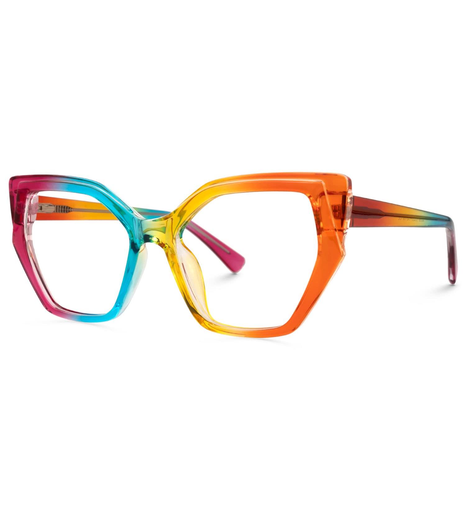 VOOGLAM Rainbow Color Cat Eye Blue Light Blocking Glasses for Women - UV Protection Fashion & Anti Eyestrain - Buy Online on GoSupps.com