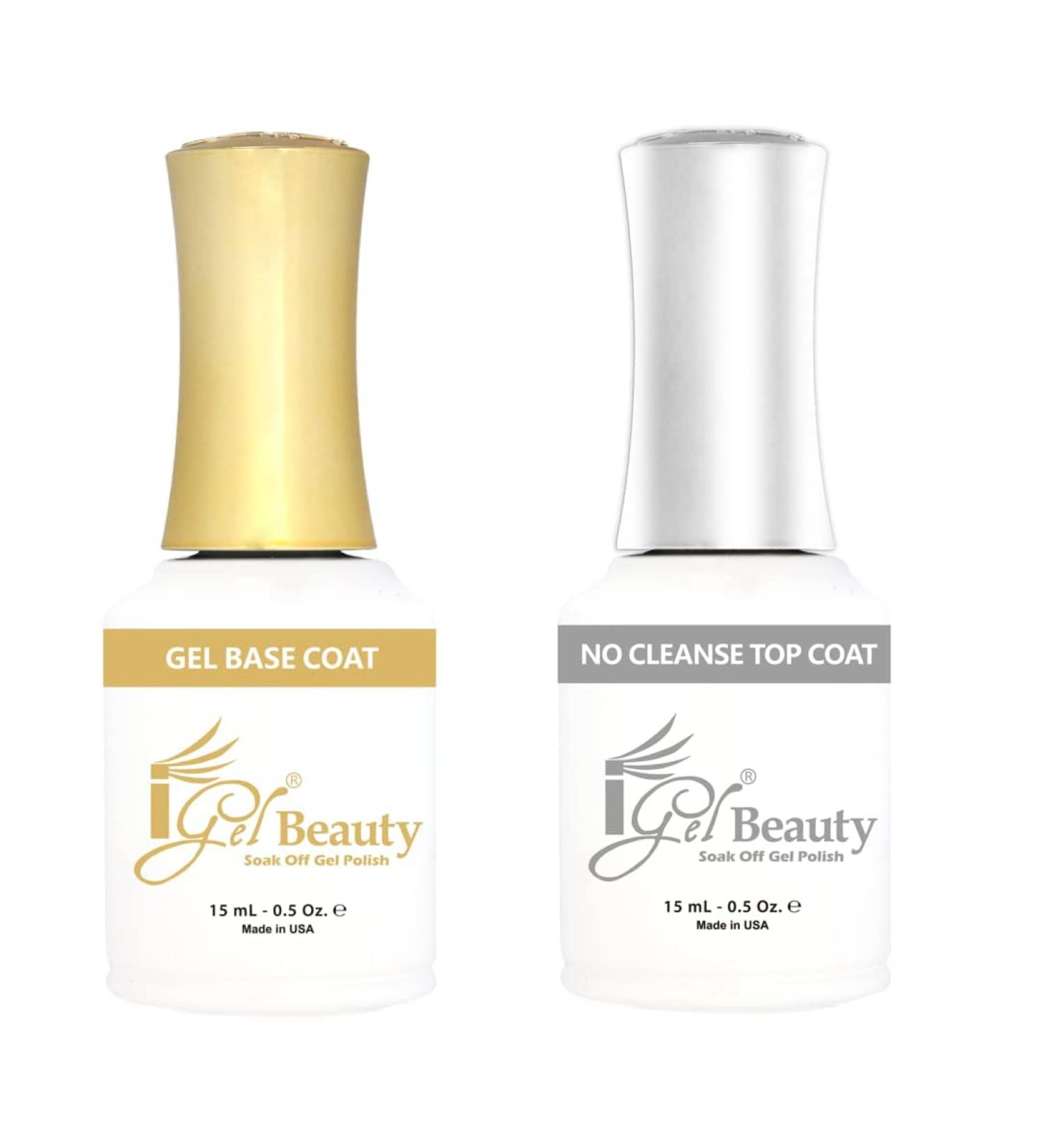 iGel Beauty Base Coat & Top Coat No Wipe 0.5 oz Clear