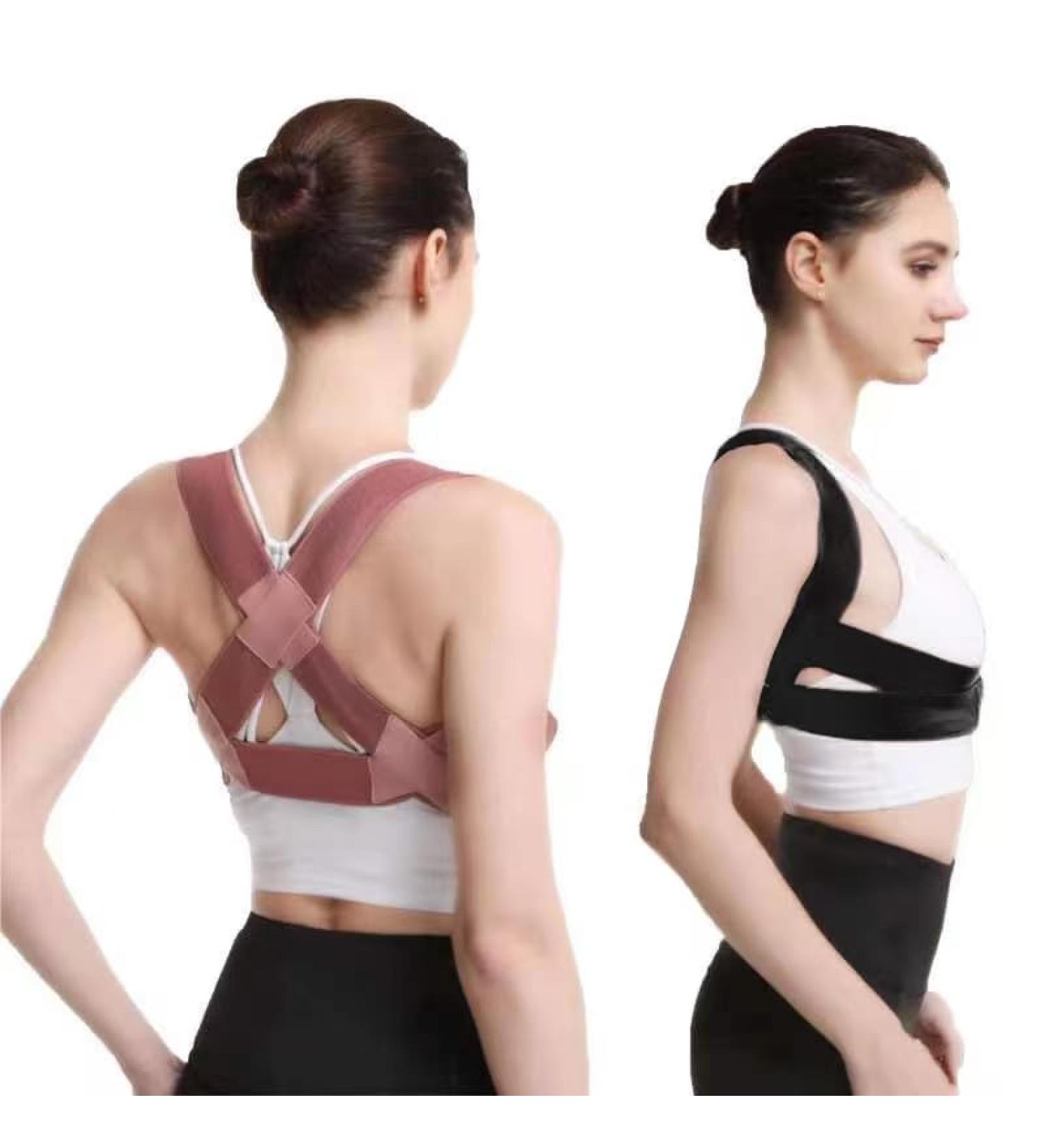KONCL Adjustable Posture Corrector for Women & Men - Neck Hump Back Straightener Pain Relief Hunchback Correction Under Clothes (Pink Large - Buy Online on GoSupps.com