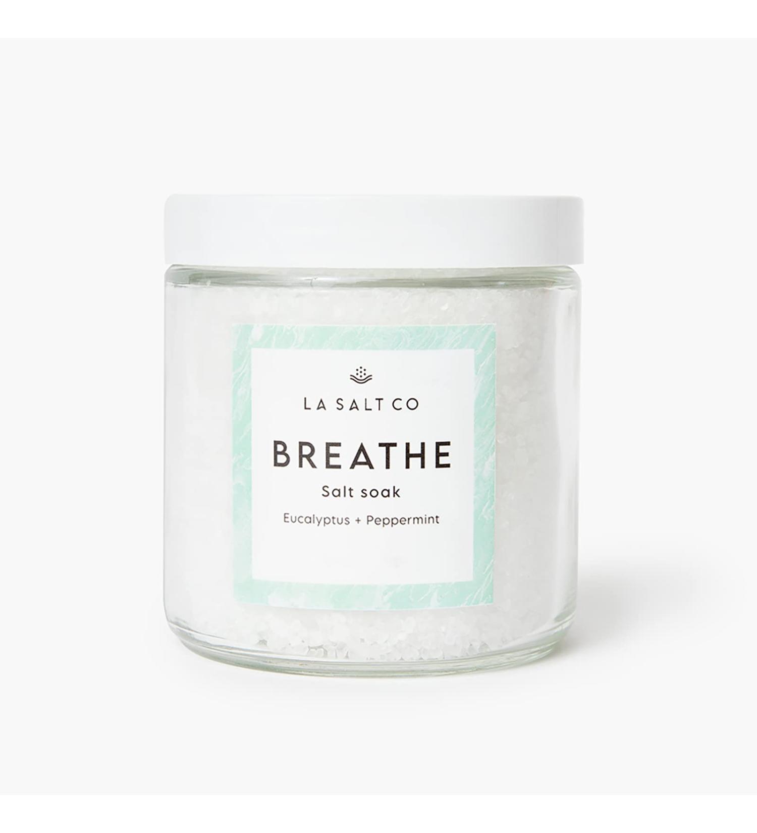 LA SALT CO Breathe Aromatherapy Bath Salt Soak | Epsom & Dead Sea Salt, Peppermint & Eucalyptus Oils | Natural Therapeutic Relief - 14 oz - Buy Online on GoSupps.com