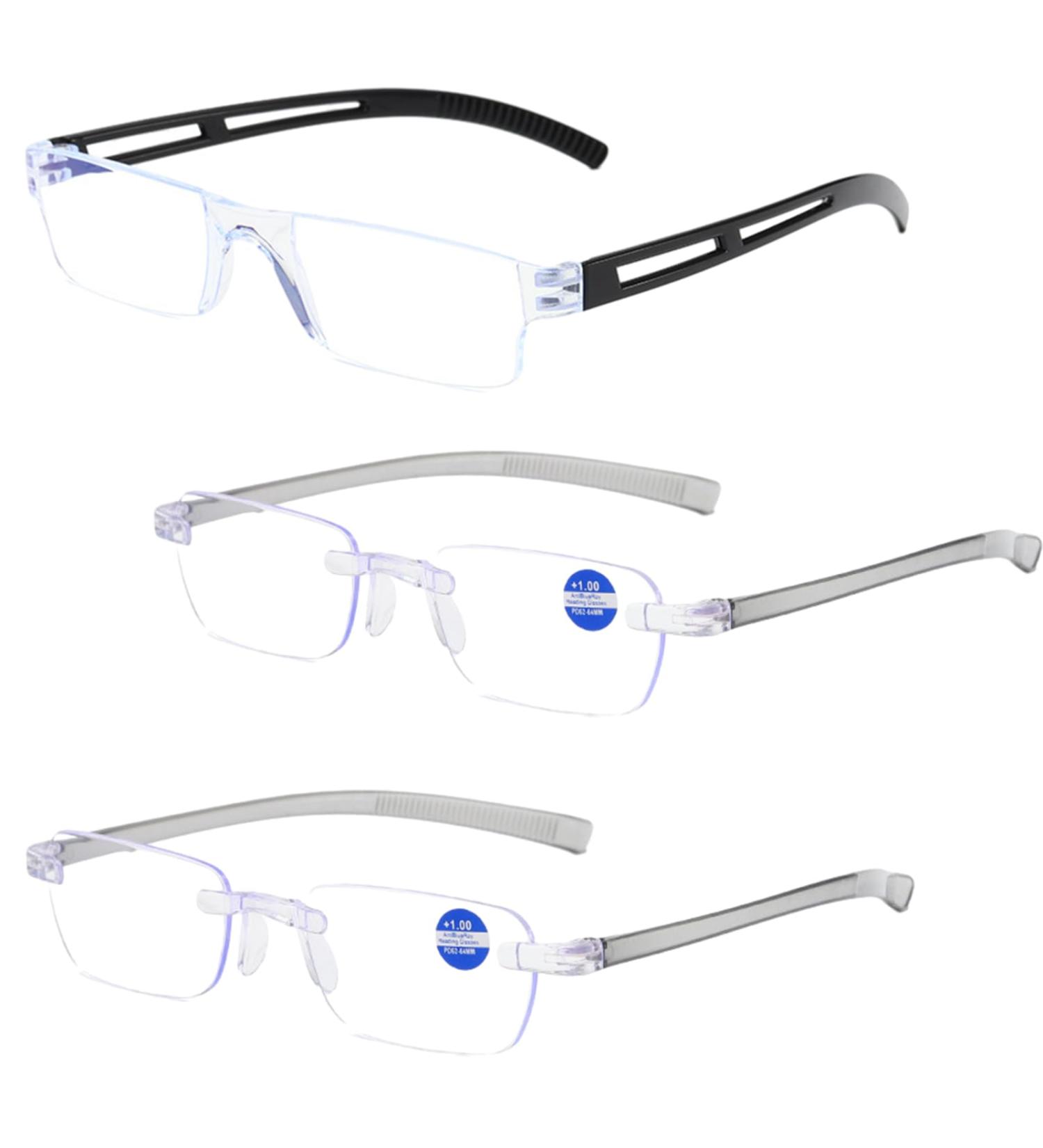 Shop Ahlma 3-Piece Anti-Blue Light Frameless Reading Glasses - Unisex Lightweight 150 Degrees - Protect Your Eyes While Reading! - Buy Online on GoSupps.com