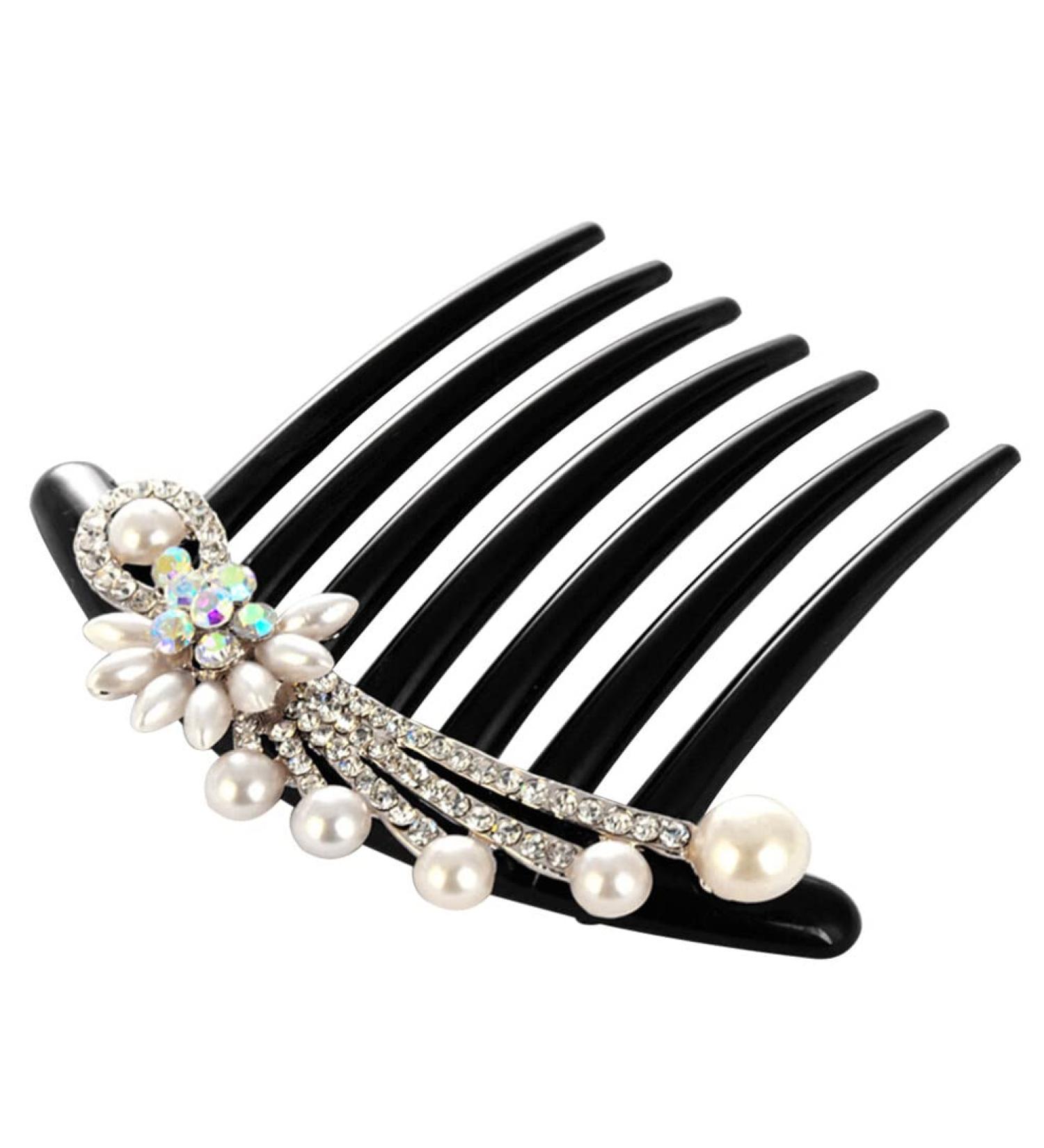 PATKAW Imitation Pearl Hair Comb - Hair Side Combs Crystal Headdress Floral Rhinestone Bride Hair Accessories - Small French Side Hair Comb Clips for Women Decorative - Buy Online on GoSupps.com