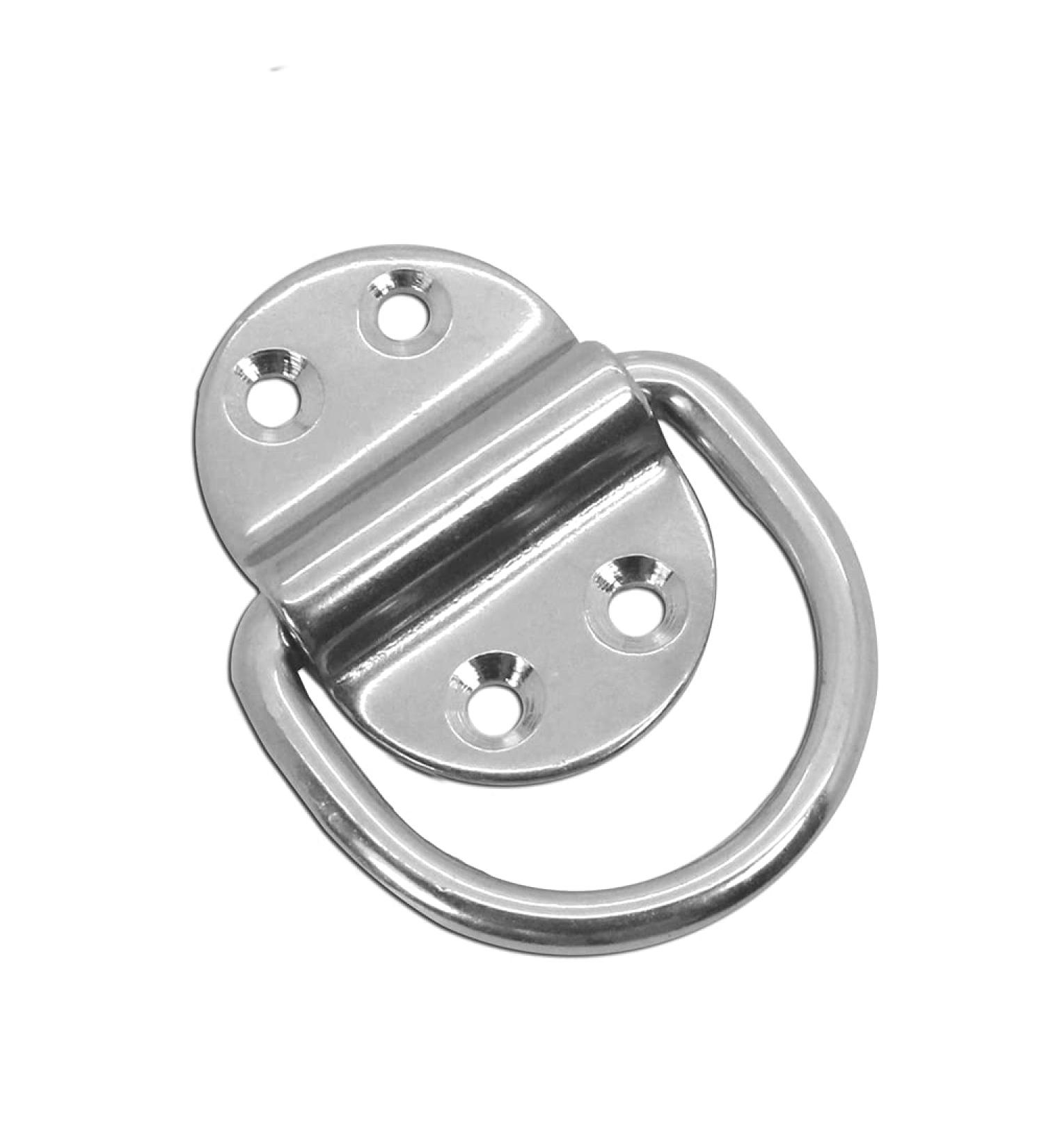 Folding Eye Plate with D-Ring - Stainless Steel V4A Deck Lashing Eye Bracket for Secure International Shipping - Buy Online on GoSupps.com