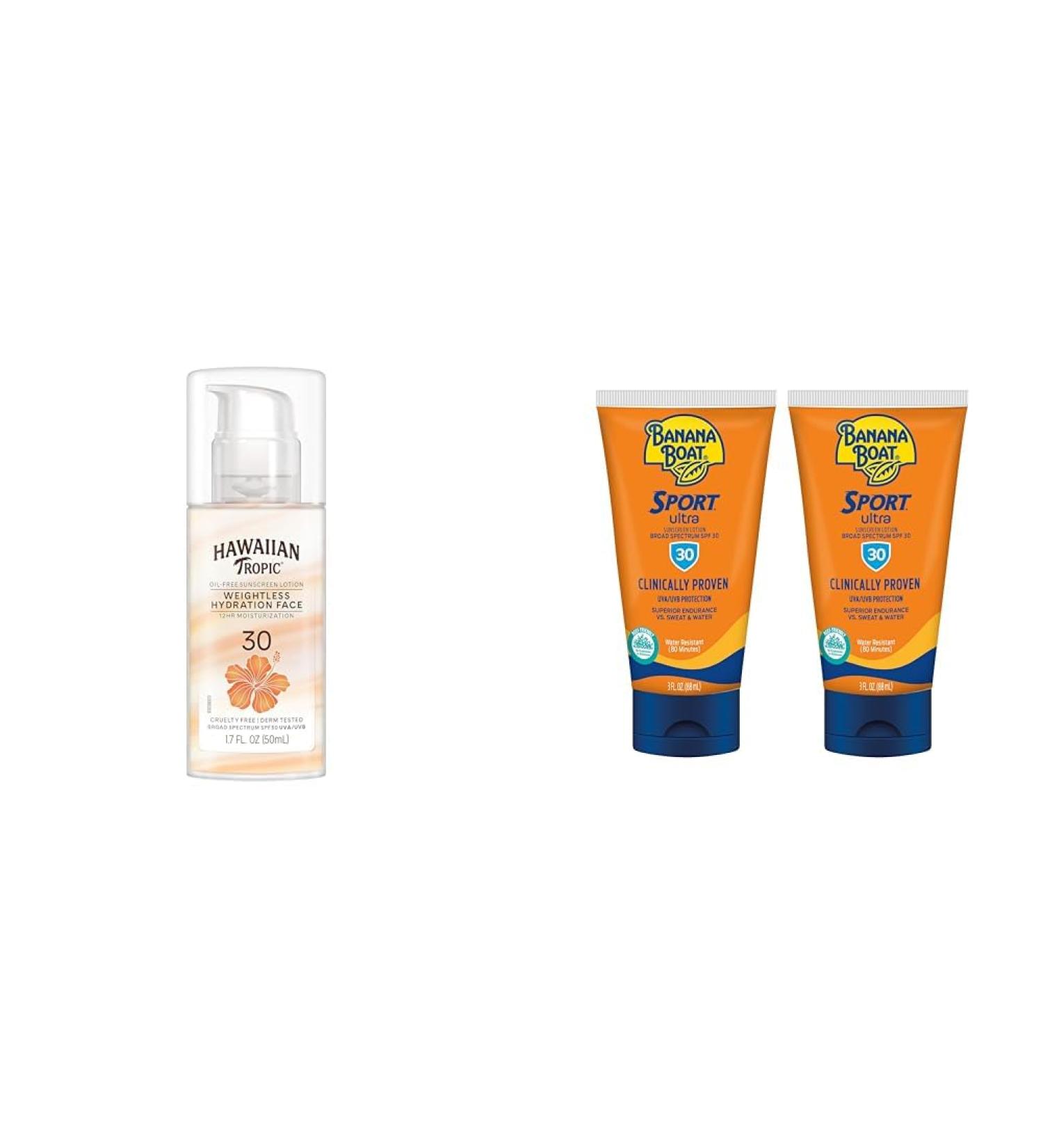 Hawaiian Tropic and Banana Boat Sunscreen Lotions SPF 30 Travel Size Twin Pack - Buy Online on GoSupps.com