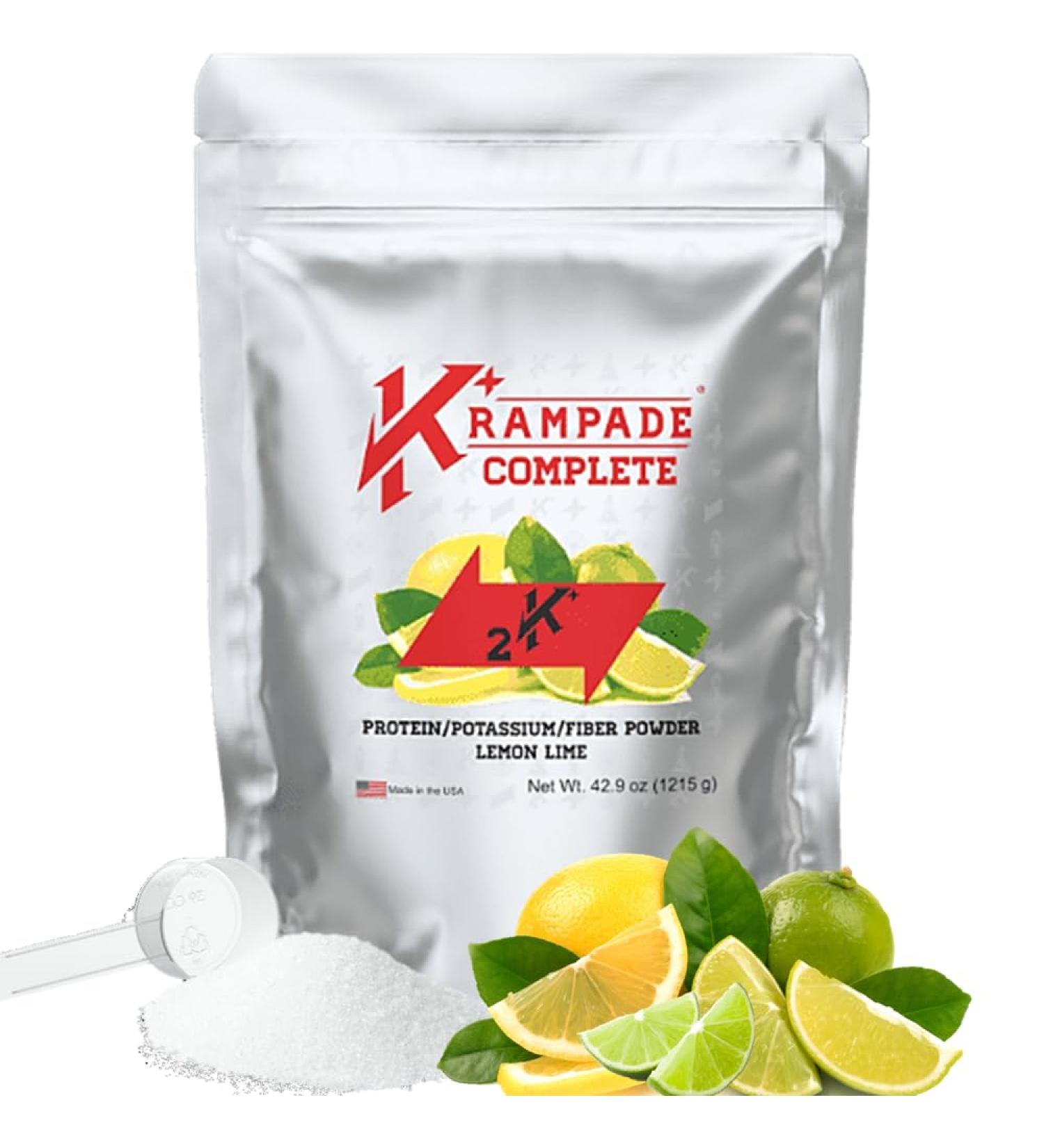 Whey Protein Fiber Supplement with Electrolytes - 30g Protein 7g BCAA 9g Fiber 2000mg Potassium - Lemon-Lime Flavor - 15 Servings - Buy Online on GoSupps.com