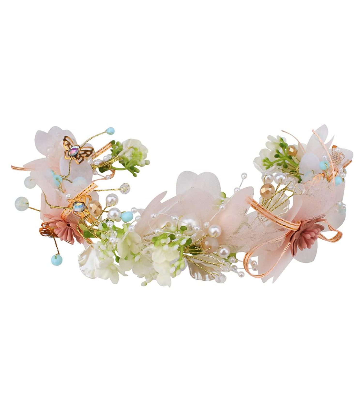 AOPRIE Butterfly Flower Headband for Women - Wedding Floral Crown Garland - Buy Online on GoSupps.com