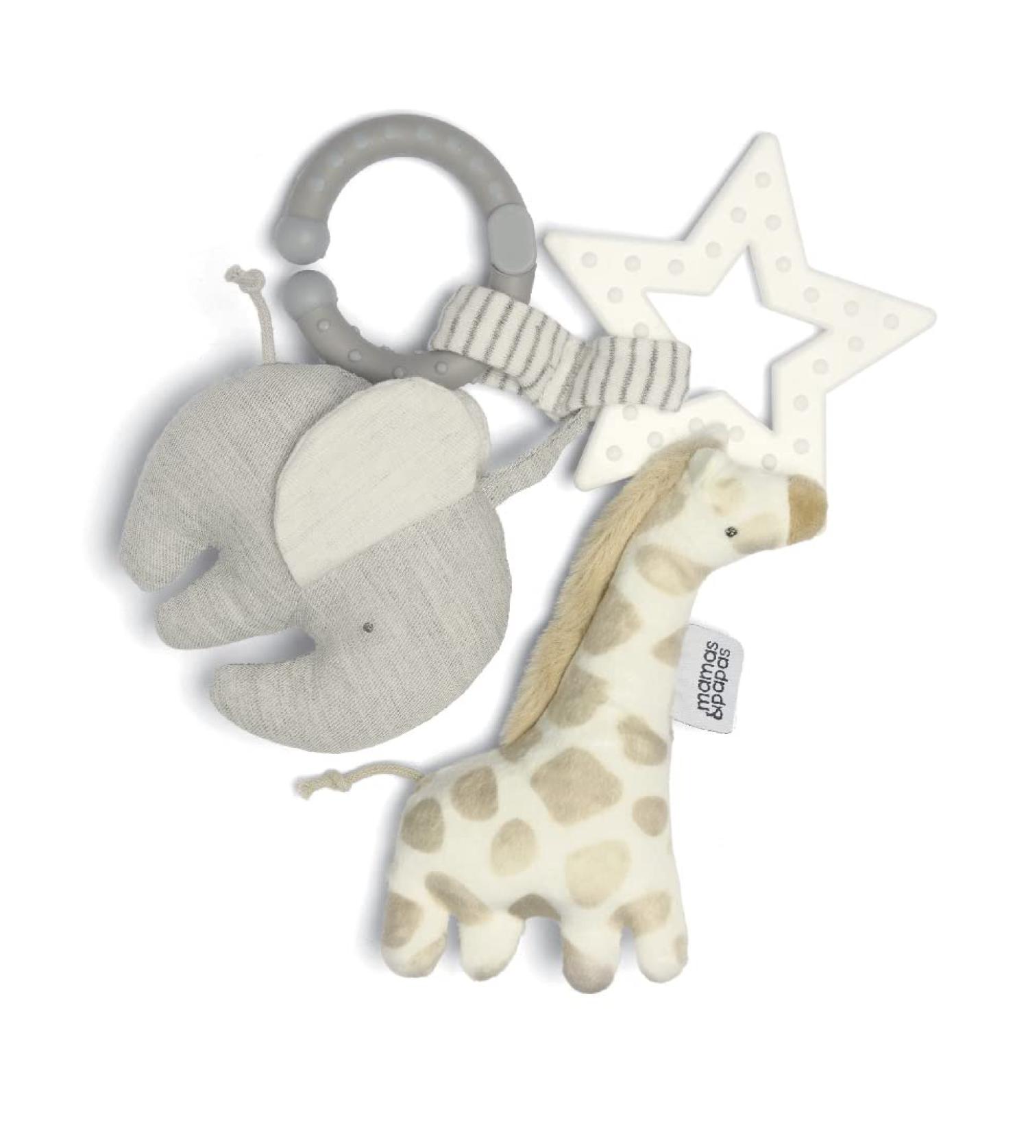 Mamas & Papas Baby/Toddler Soft Toy - Giraffe Elephant Linkie - Welcome to The World Grey