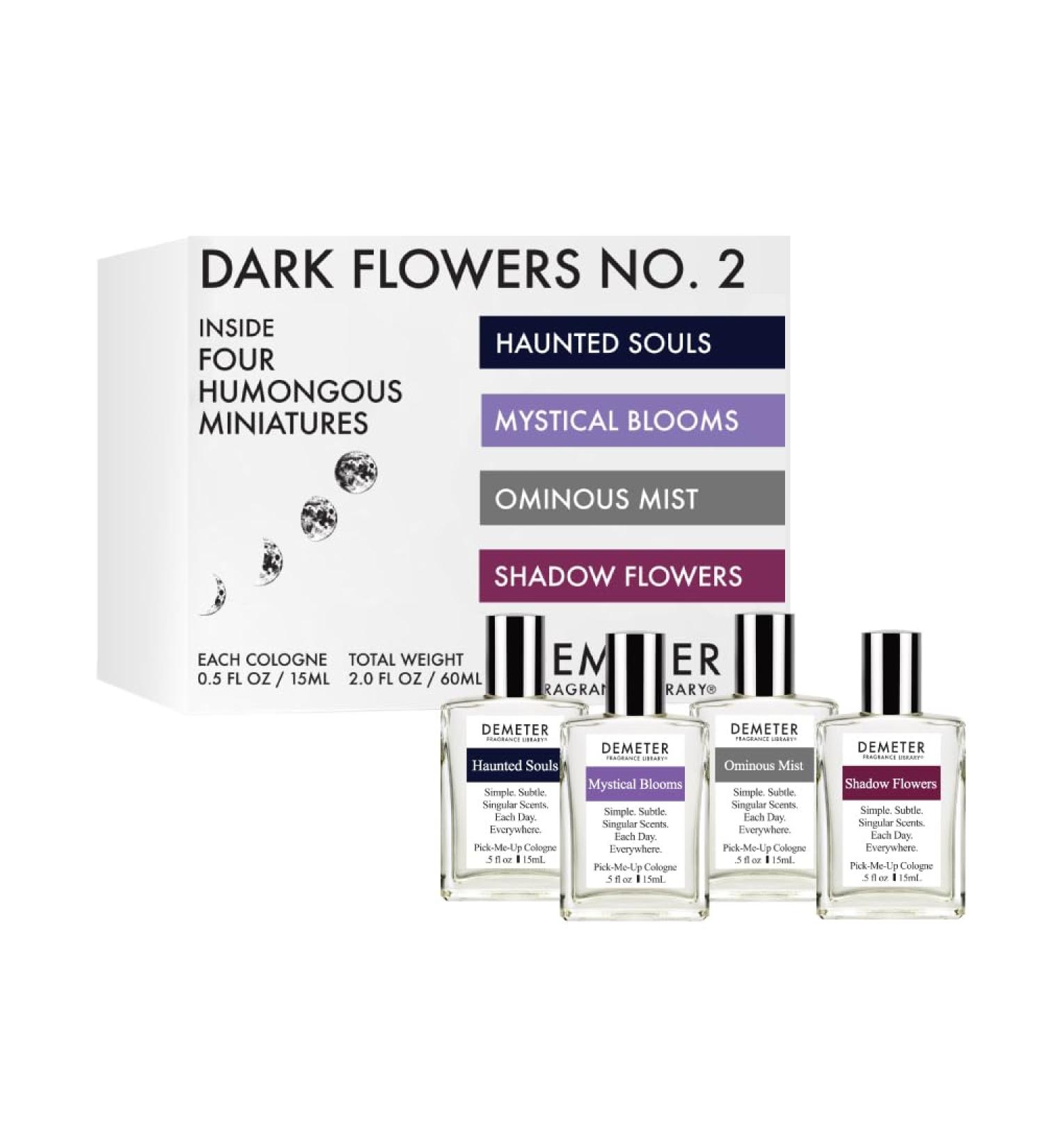 DEMETER Dark Flowers No. 2 Humongous Miniature Set of 4 Colognes Haunted Souls - Mystical Blooms - Shadow Flowers - Ominous Mist Perfumes for Women 0.5 Oz Each - Buy Online on GoSupps.com
