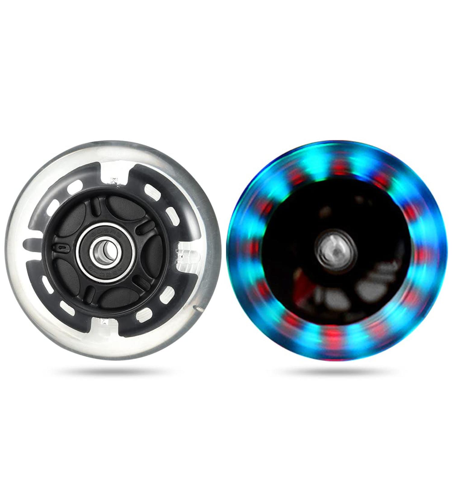 Kutrick Light Up 80mm Inline Skate and Kick Scooter Rear Wheels - LED Flashing Replacement Pair in Black (2pcs) - Buy Online on GoSupps.com