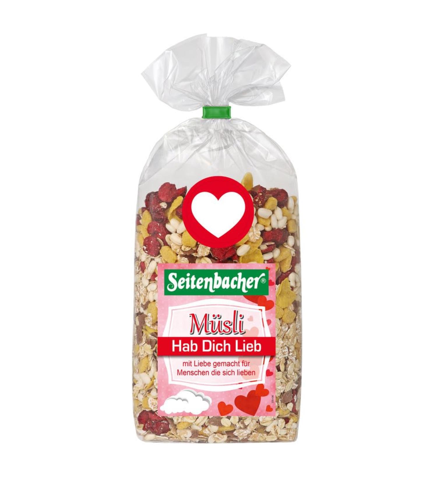 Seitenbacher Muesli Hab Dich Lieb I Whole Grain Cereals I Sour Cherries I Milk Chocolate I Cornfrlakes I 3 x 600 g 600.00 g (Pack of 3) 600.00 g (Pack of 3) - Buy Online on GoSupps.com