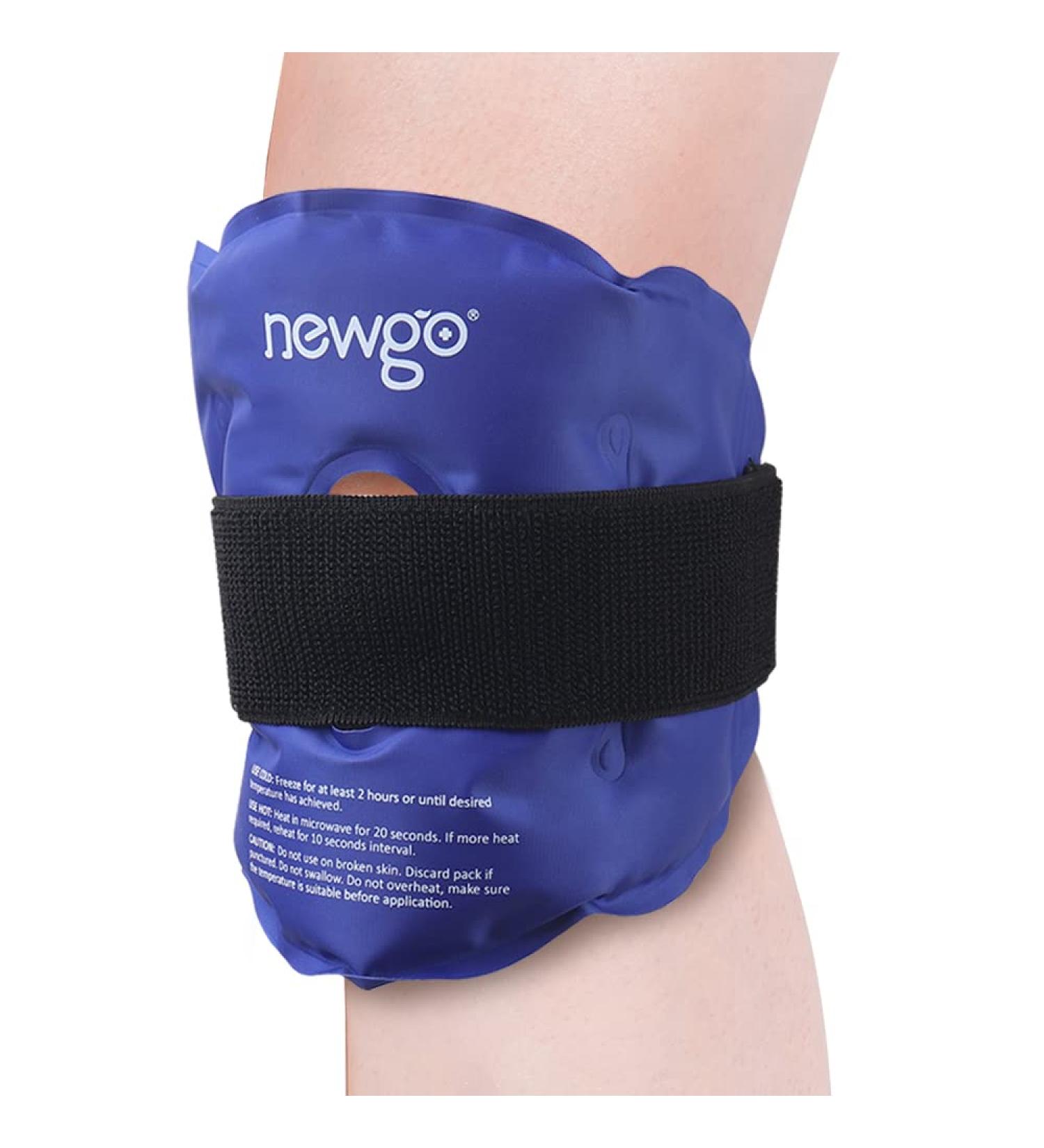 NEWGO Reusable Gel Knee Ice Pack Wrap for Pain Relief - Hot/Cold Therapy for Knee Injuries, Arthritis, Swelling - Blue - Buy Online on GoSupps.com