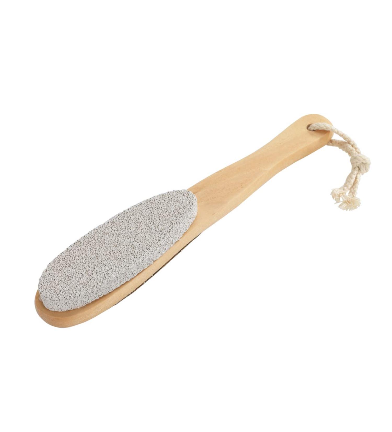 WENKO 2-in-1 Foot Care Brush - Callus Remover & Wooden Foot File Beige 4.3 x 2.3 x 25 cm - International Shipping Available - Buy Online on GoSupps.com