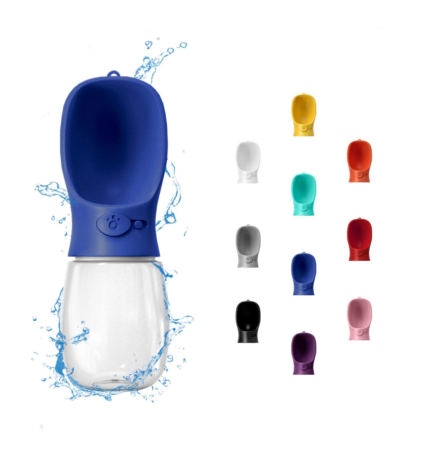 WePet Portable Dog Water Bottle with Food Container - 12 oz 19 oz - Leak Proof Puppy Water Dispenser for Outdoor Walking, Hiking, Travel - Food Grade Plastic - Navy Blue - Buy Online on GoSupps.com