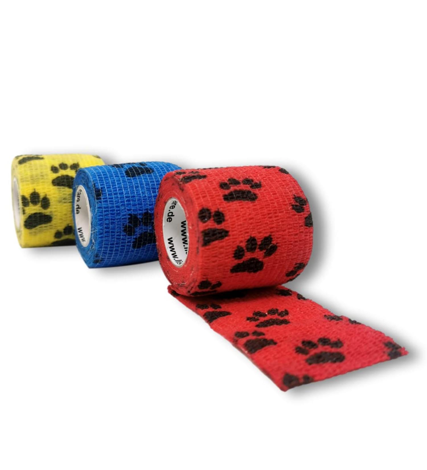 Lisacare Self-Adhesive Elastic Bandage 5cm x 4.5m | 3-Set Colorful Paws for Humans & Animals - Buy Online on GoSupps.com
