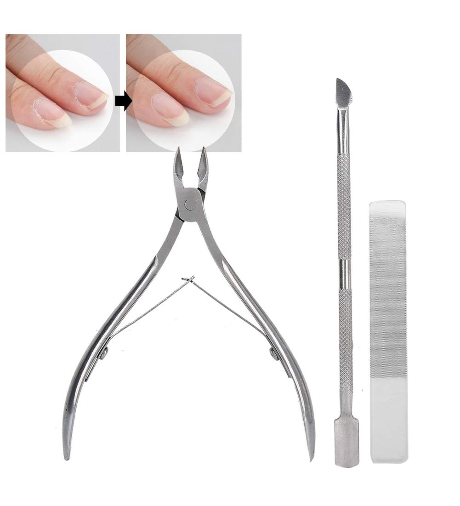 Dead Skin Scissors Nail File Steel Pusher - Trim Dead Skin Polish Nails - Manicure Set for Clean & Healthy Nails - Durable & Eco-Friendly - Buy Online on GoSupps.com