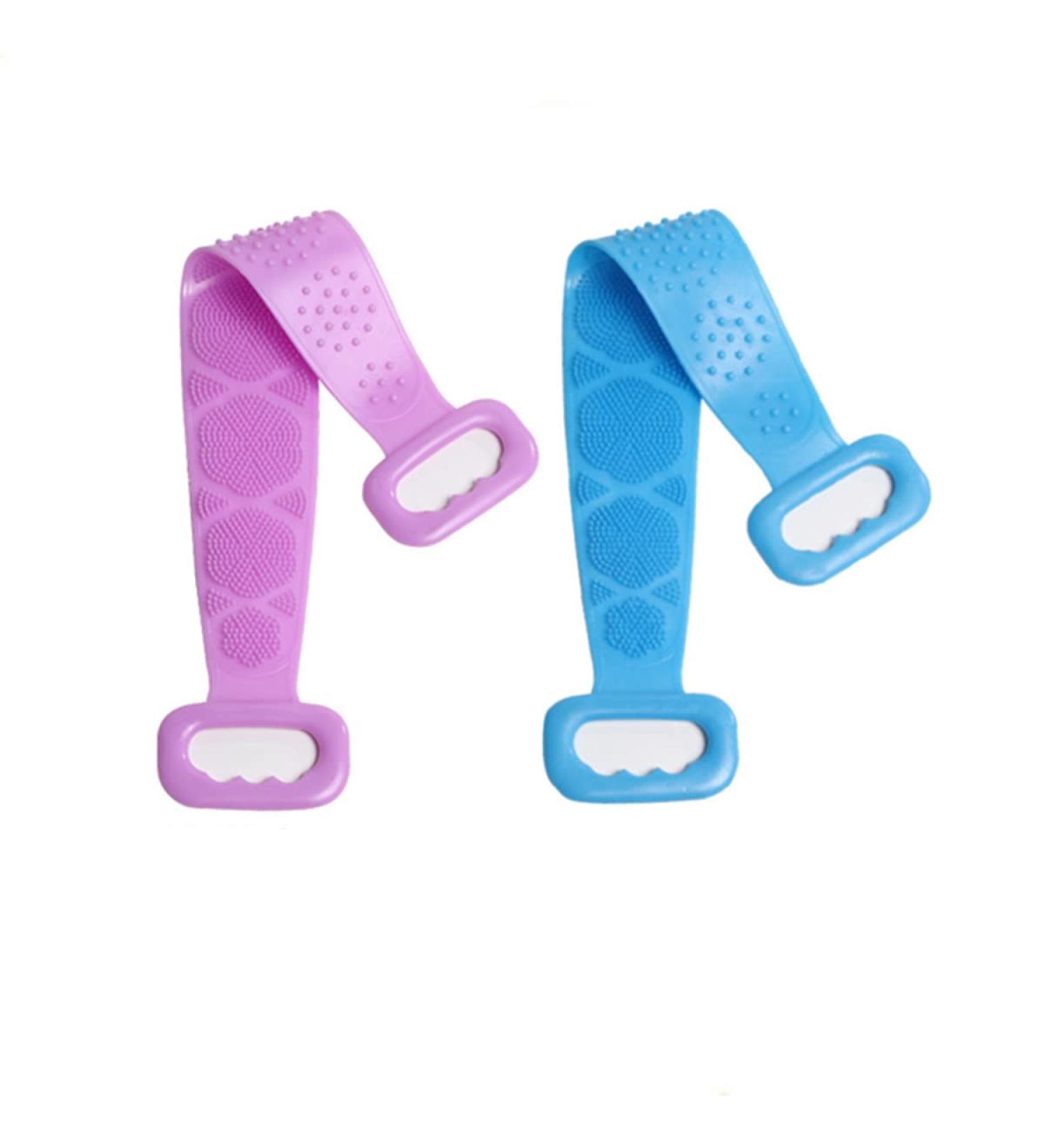 Silicone Bath Body Brush Exfoliator with Soft Bristles and Massage Dots - Blue Purple - Buy Online on GoSupps.com