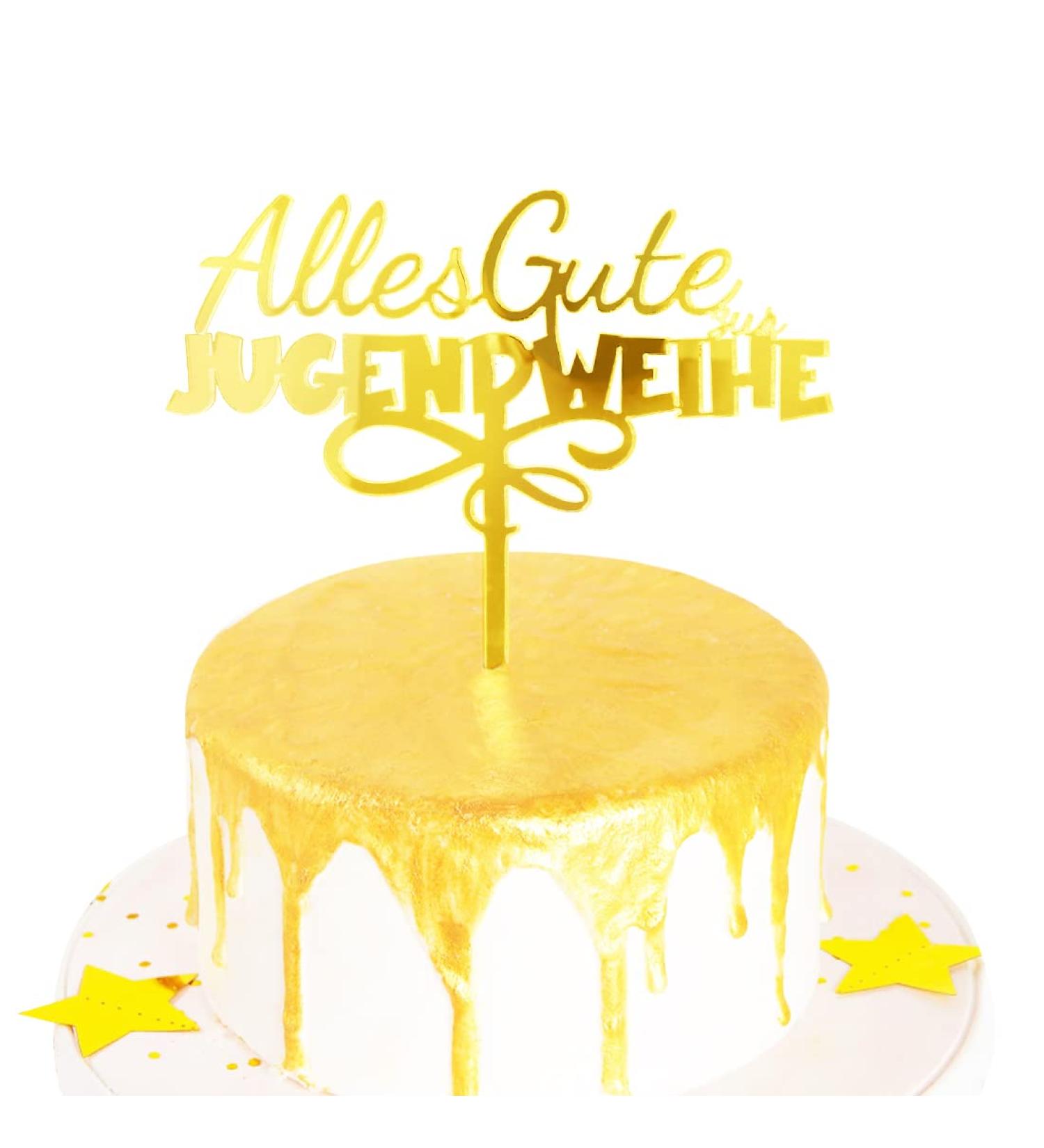 Gold Youth Consecration Cake Topper - Acrylic Decoration for Boys & Girls Birthday Cakes - Buy Online on GoSupps.com