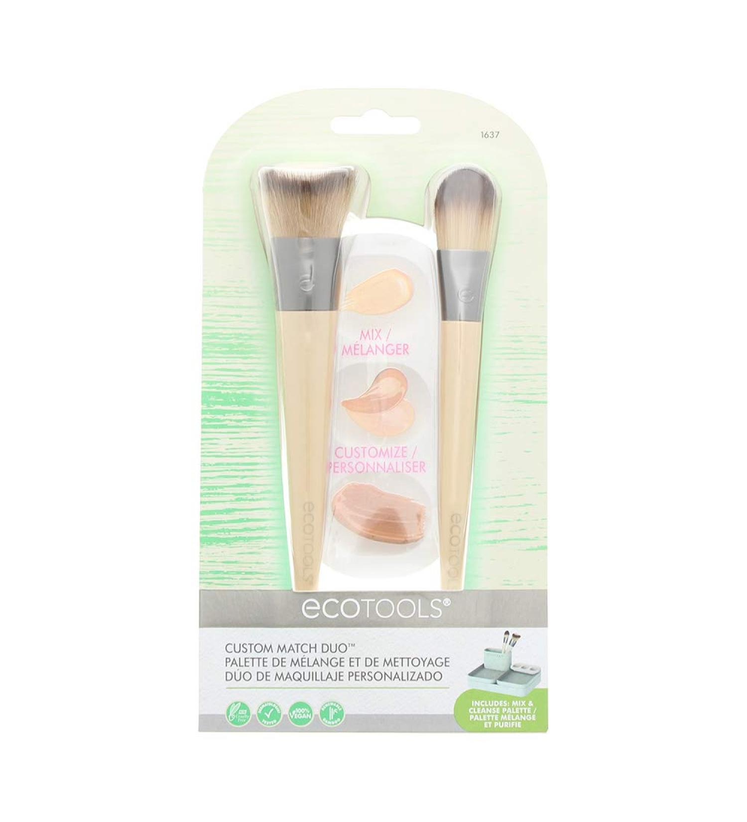 EcoTools Custom Match Makeup Brushes Set - Liquid Foundation & Mix Palette - 2 Brushes for Flawless Application - Buy Online on GoSupps.com
