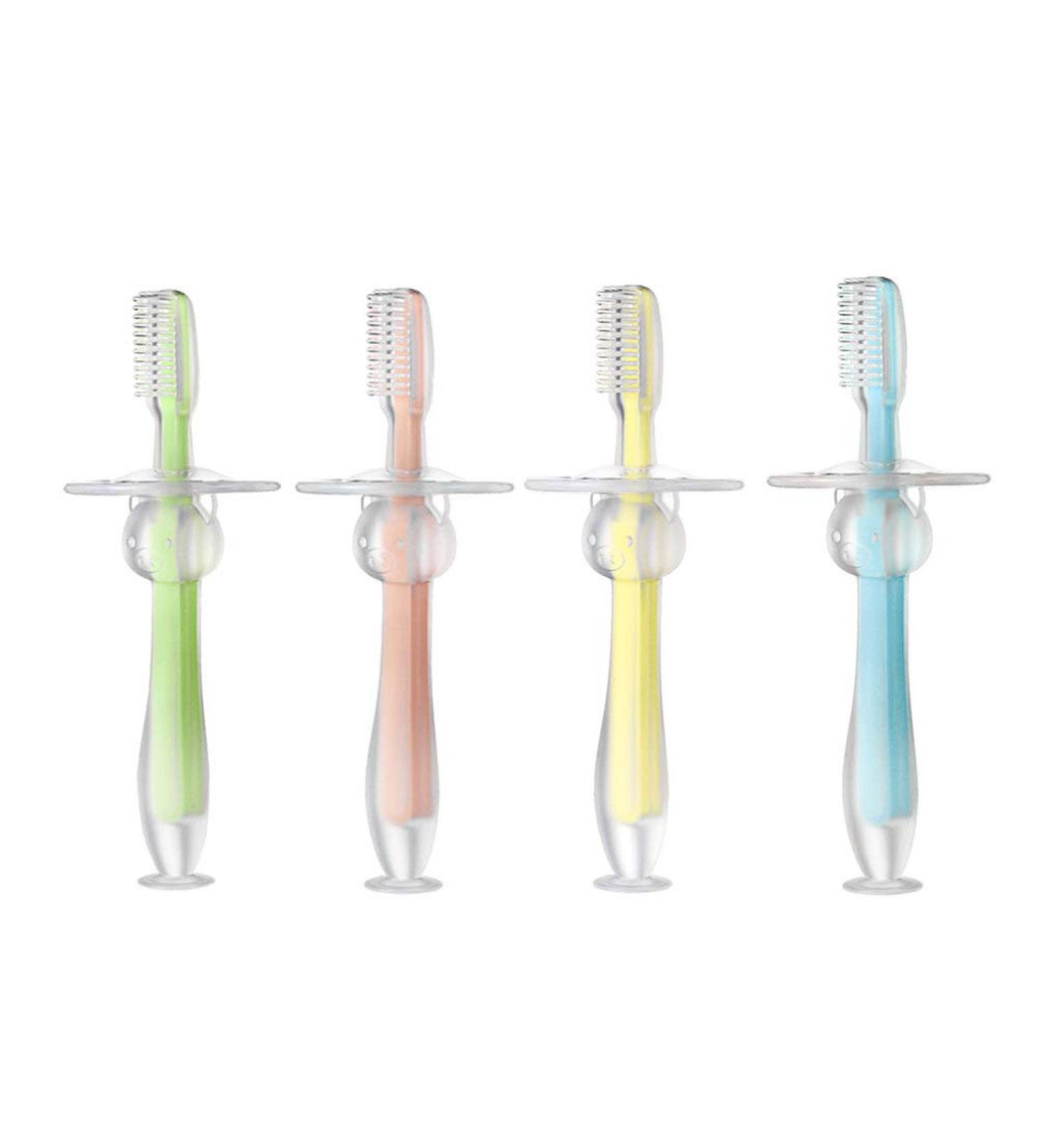 Supvox Silicone Baby Training Toothbrushes - Set of 4 | Manual Hand Toothbrush for Infant, Toddler, and Kids - Buy Online on GoSupps.com