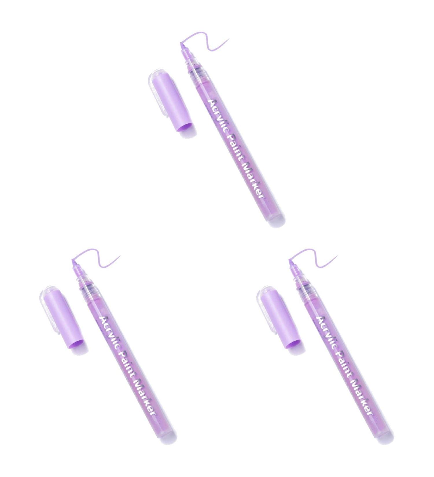 Unizhouxi Nail Painting Pen Labor-saving Grip Comfortable Nail Art Pen Drawing Painting Liner Brush for Female Purple 3Pcs