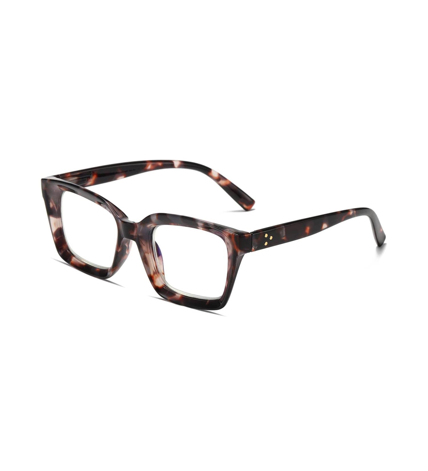 Hubeye Retro Oversized Large Frame Blue Light Blocking Reading Glasses 1.00 Dark Grey Leopard - Square Fashion Oprah Style for Women Men - Buy Online on GoSupps.com