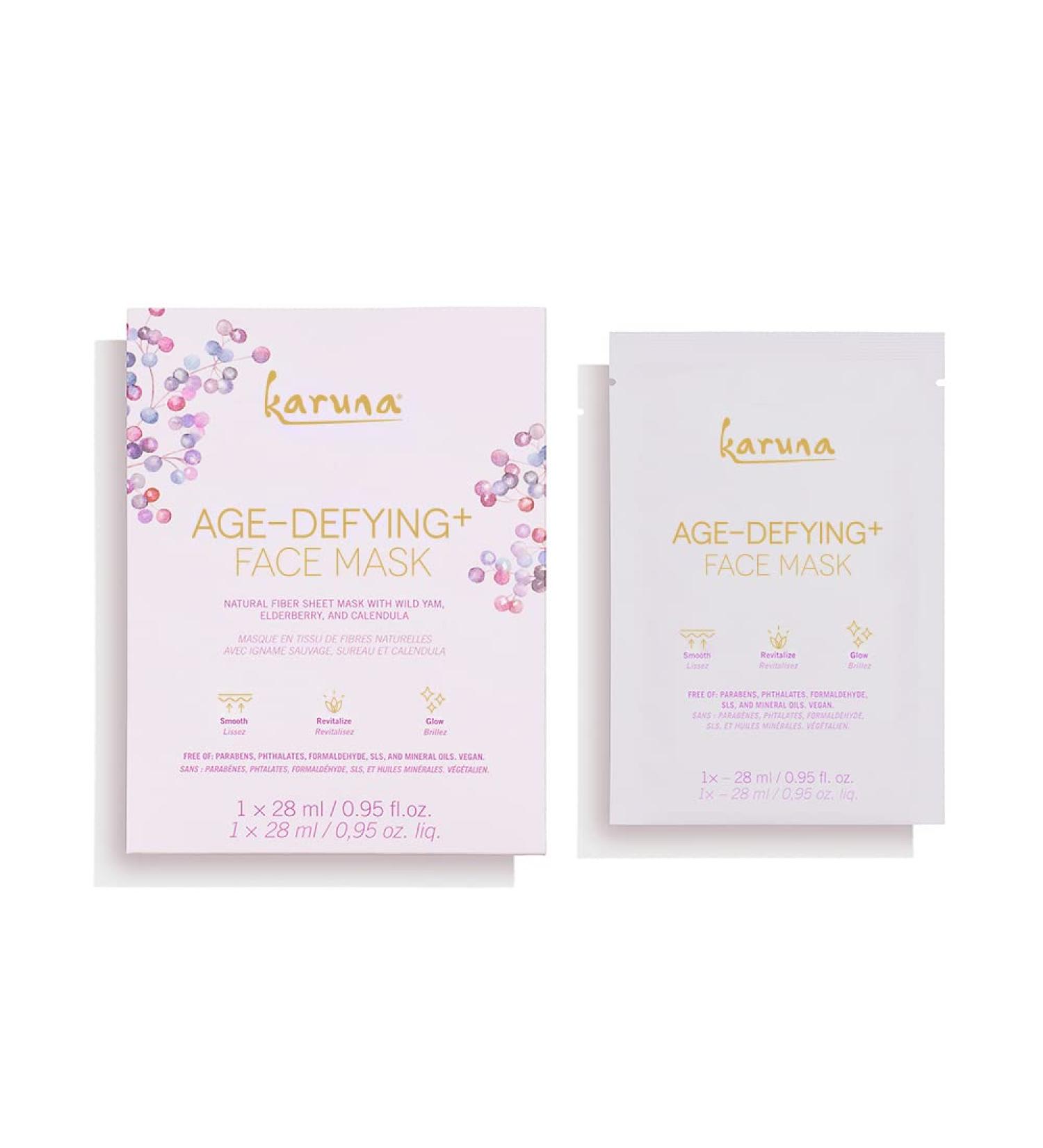 Karuna Age-Defying Face Mask Sheet - Moisturizing & Collagen Boosting for Wrinkles Healthy Glow & Revitalized Mature Skin - International Shipping Available - Buy Online on GoSupps.com