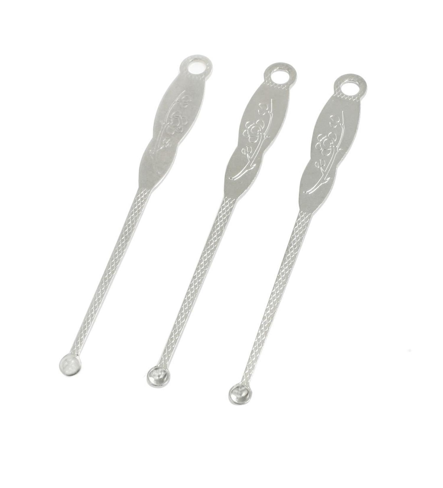 Qtqgoitem 3 Pcs Flower Pattern Metal Ear Wax Remover Earpick Curette Silver Tone (Model: 4c9 53c 69d c90 6c2)