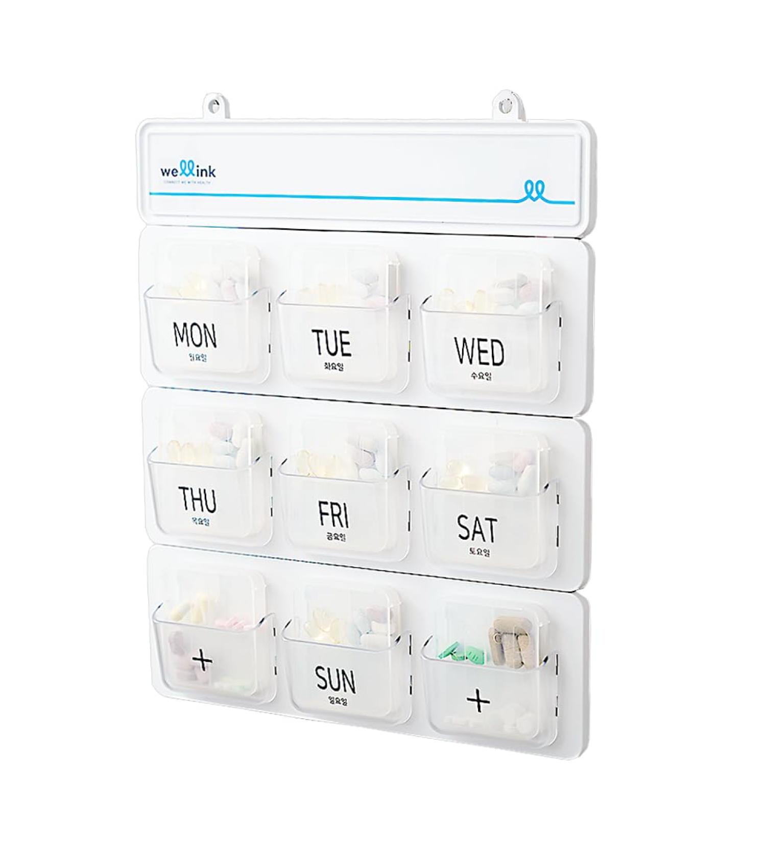 Monthly Pill Organizer 28 Days | 9 Compartment Pillbox for Medicine Vitamins & Supplements - Wall-Hangable & Versatile - Buy Online on GoSupps.com