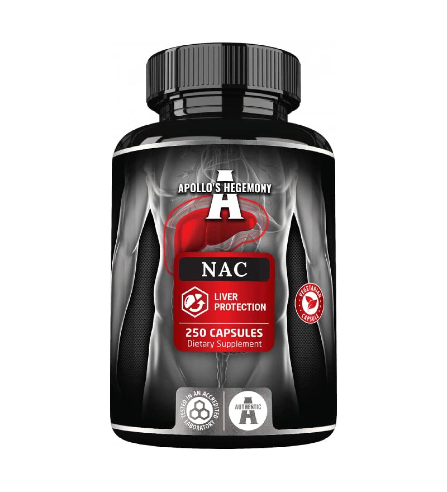 APOLLO'S HEGEMONY NAC 500 mg - N-Acetyl L-Cysteine 250 Vegan Capsules - 8 Month Supply - Amino Acid Dietary Supplement to Support Liver Function and Reduce Antioxidant Levels