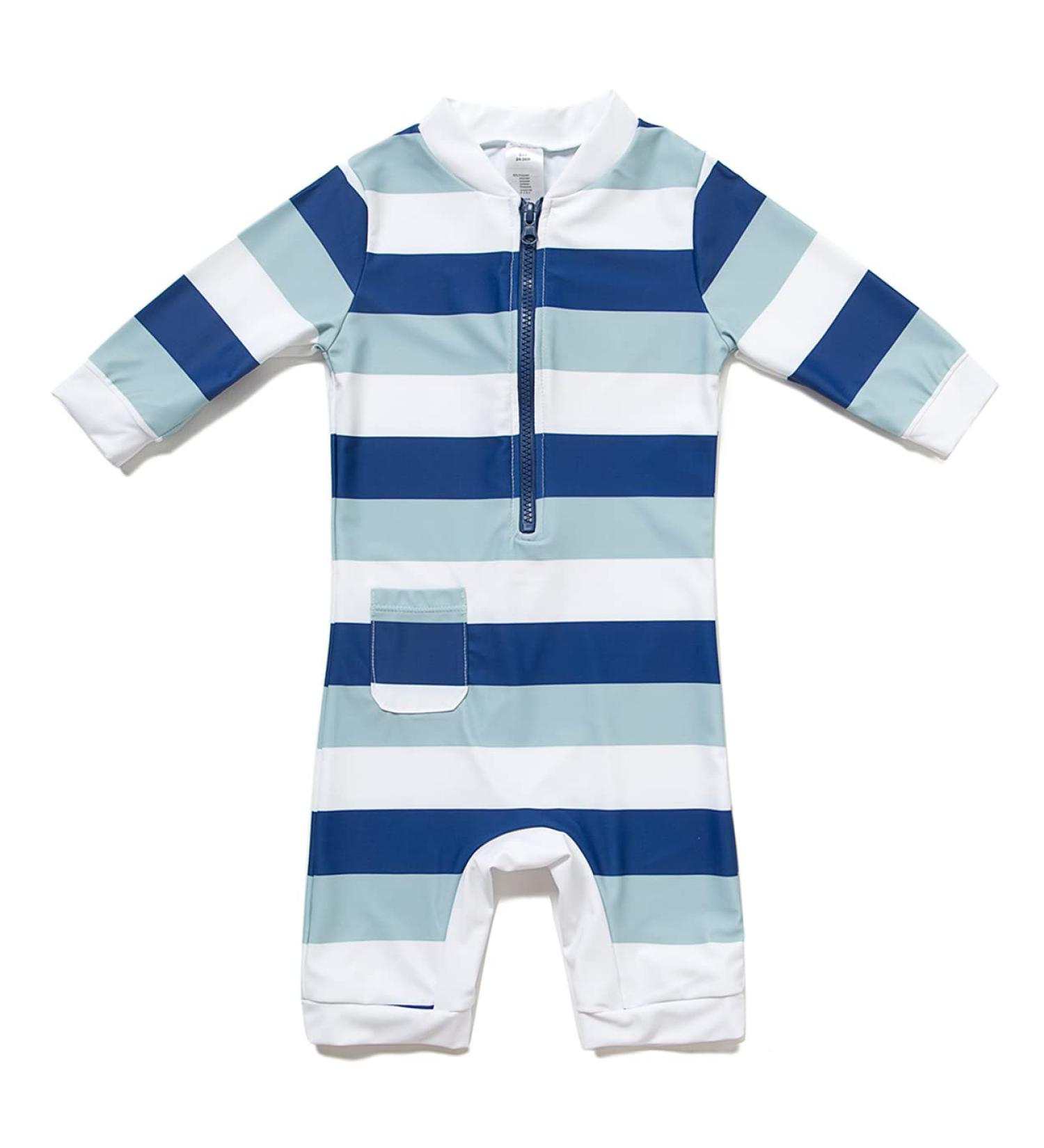 BONVERANO Baby Boy Long-Sleeved UV 50+ Swimsuit with Zip Pocket - 12 Months - Buy Online on GoSupps.com