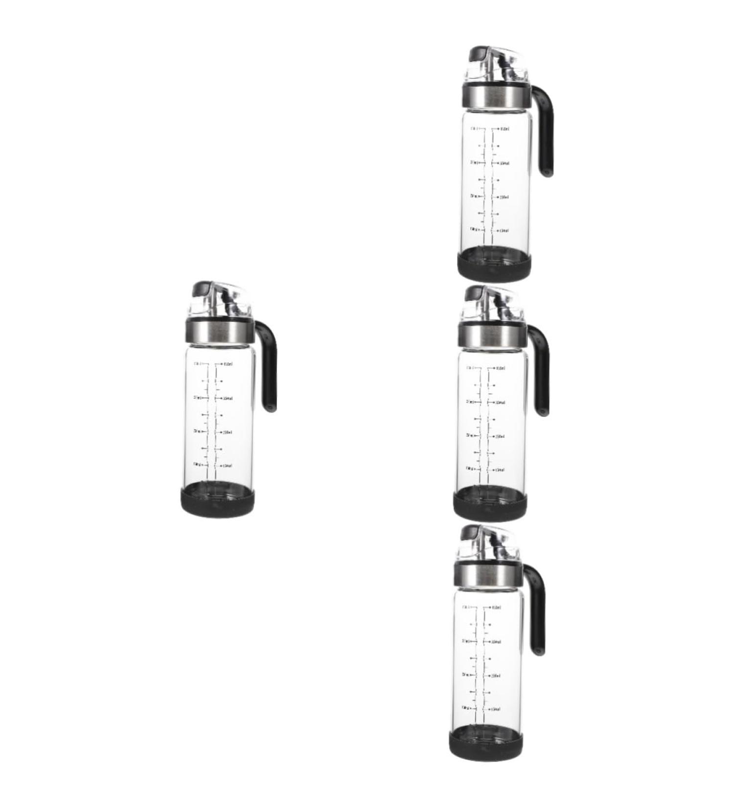 HOMSFOU 4pcs Automatic Opening and Closing Oiler Ceramic Oil Dispenser Clear Container Liquid Containers Oil Cruet Soy Sauce Dispenser Oil and Vinegar Dispenser Oil Bottle Glass Bottle Pp 22X7X7CMx4pcs As Shownx4pcs - Buy Online on GoSupps.com