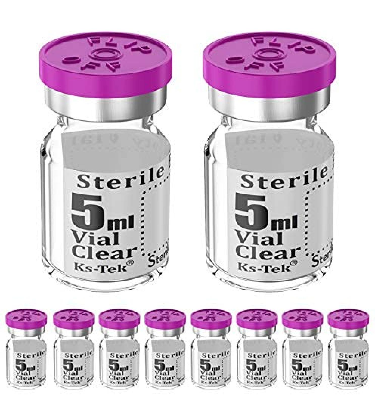 Ks-Tek 5ml Sterile Empty Vials with Self-Healing Injection Port & Aluminum Cap (Pack of 10) - Sterile Packaging - Buy Online on GoSupps.com