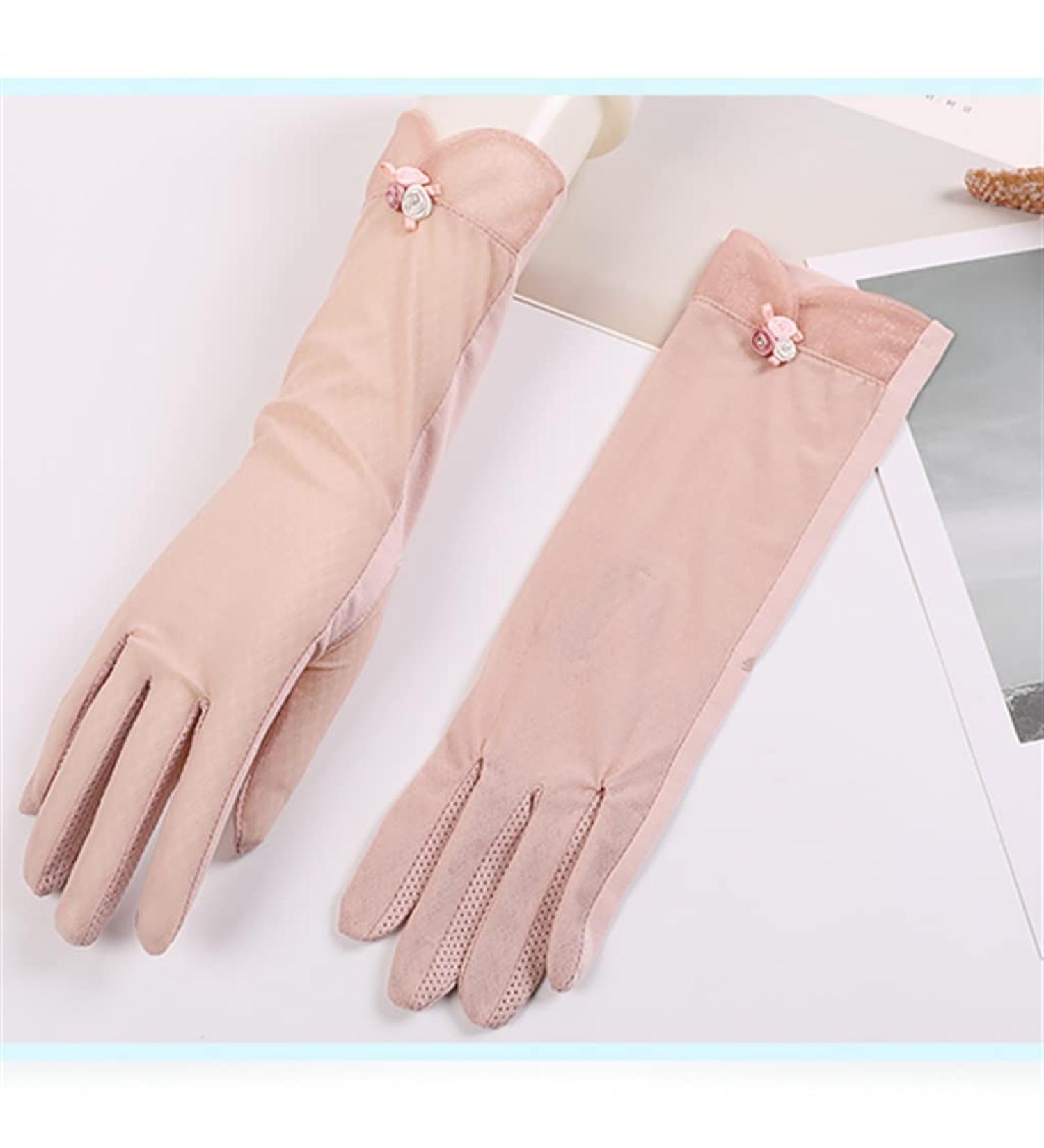 Summer Women's Driving and Cycling Gloves | Sunshade Ice Silk Lace Gloves - 31*17cm - Buy Online on GoSupps.com