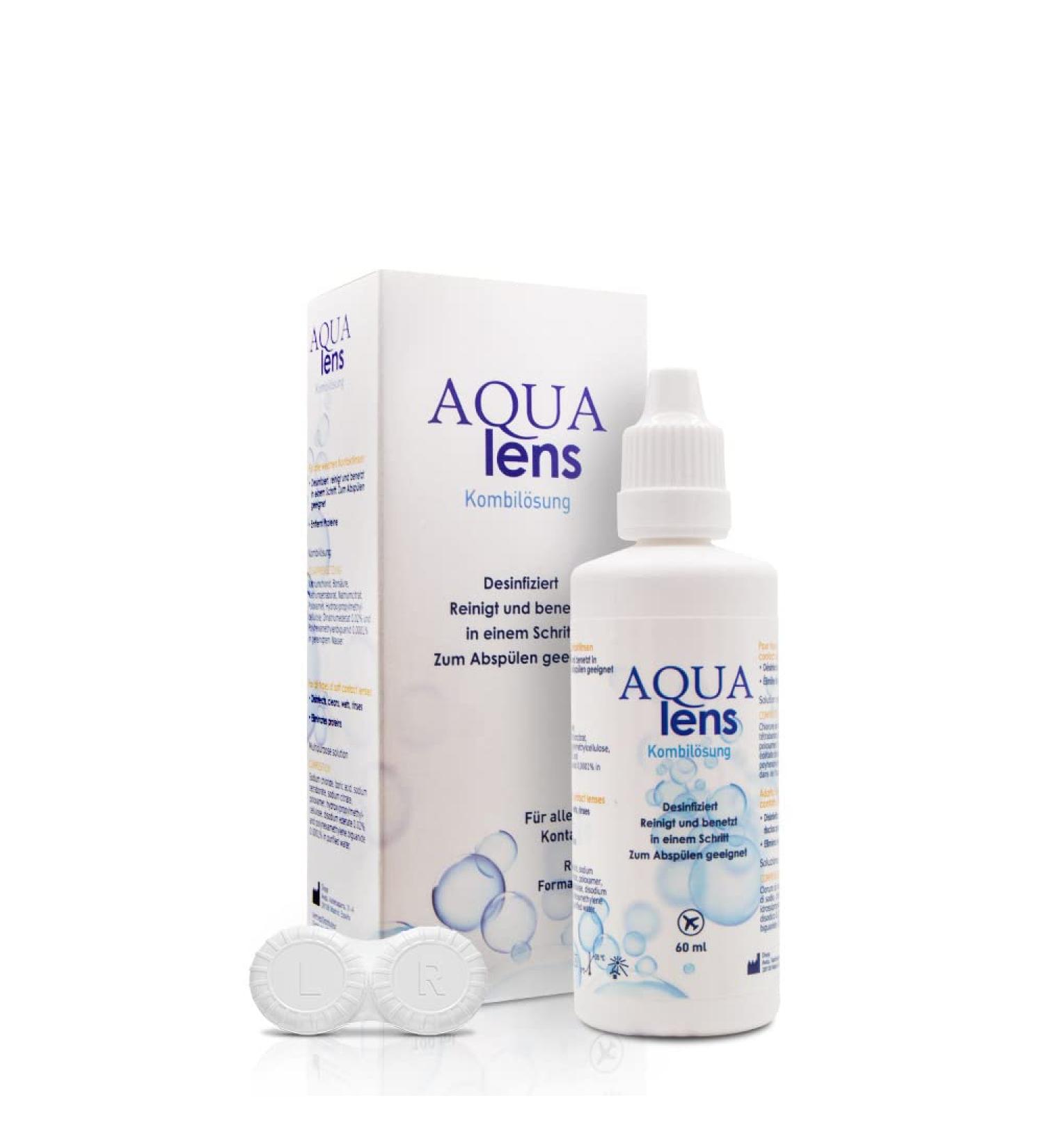 Aqua Lens Contact Lenses Fluidity Flight Pack Premium All-in-One Solution (60ml + Container) for Travel Soft Lens Care - Buy Online on GoSupps.com