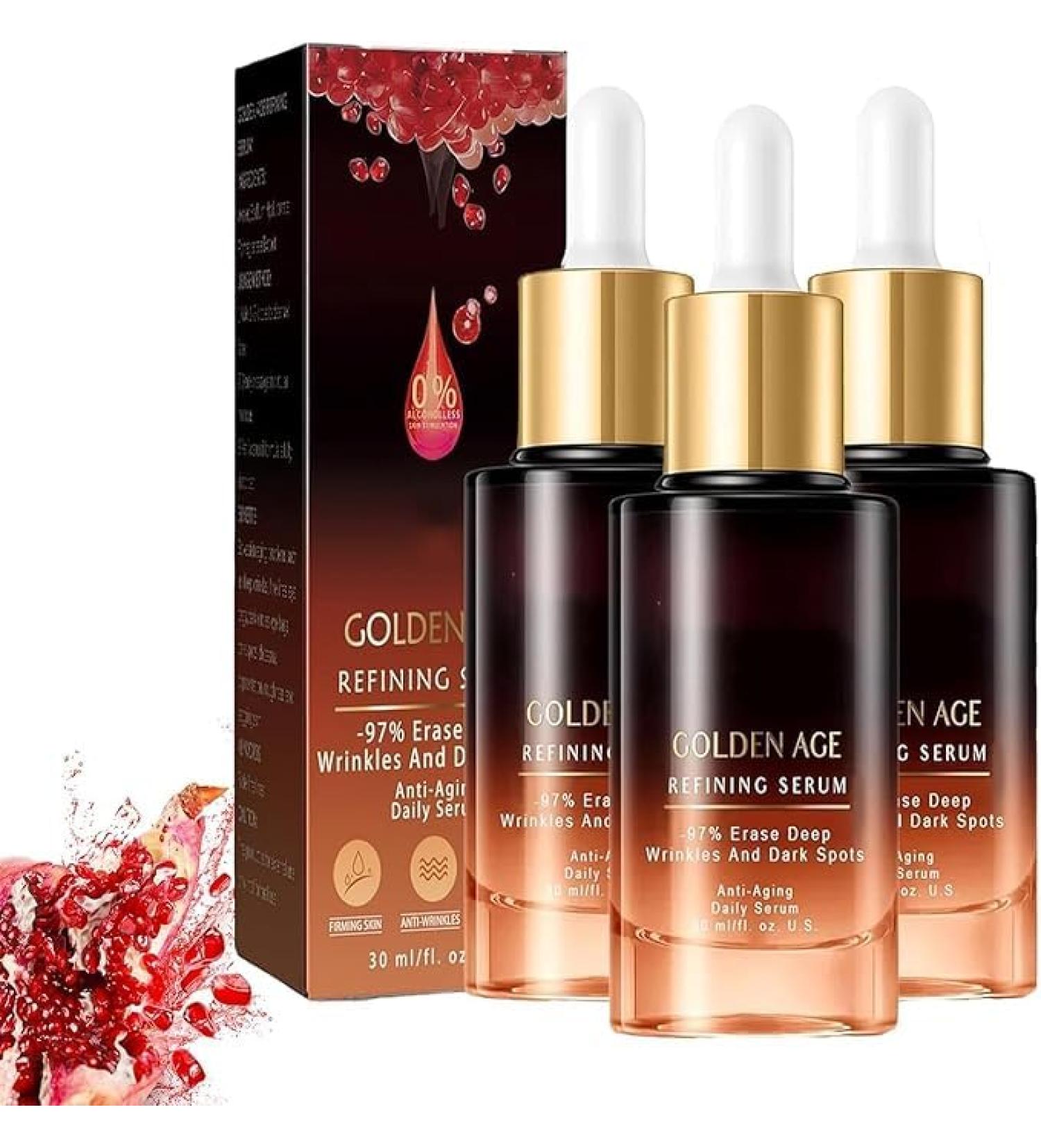  1/2/3Pcs Young Golden Refining Serum Hydrating Glowing Facial Serum for Senior Age Women Advanced Collagens AntiAgeing Serum Firms Skin for All Skin Types 30ml/1fl.oz (3Count (Pack of 3)) - Buy Online on GoSupps.com