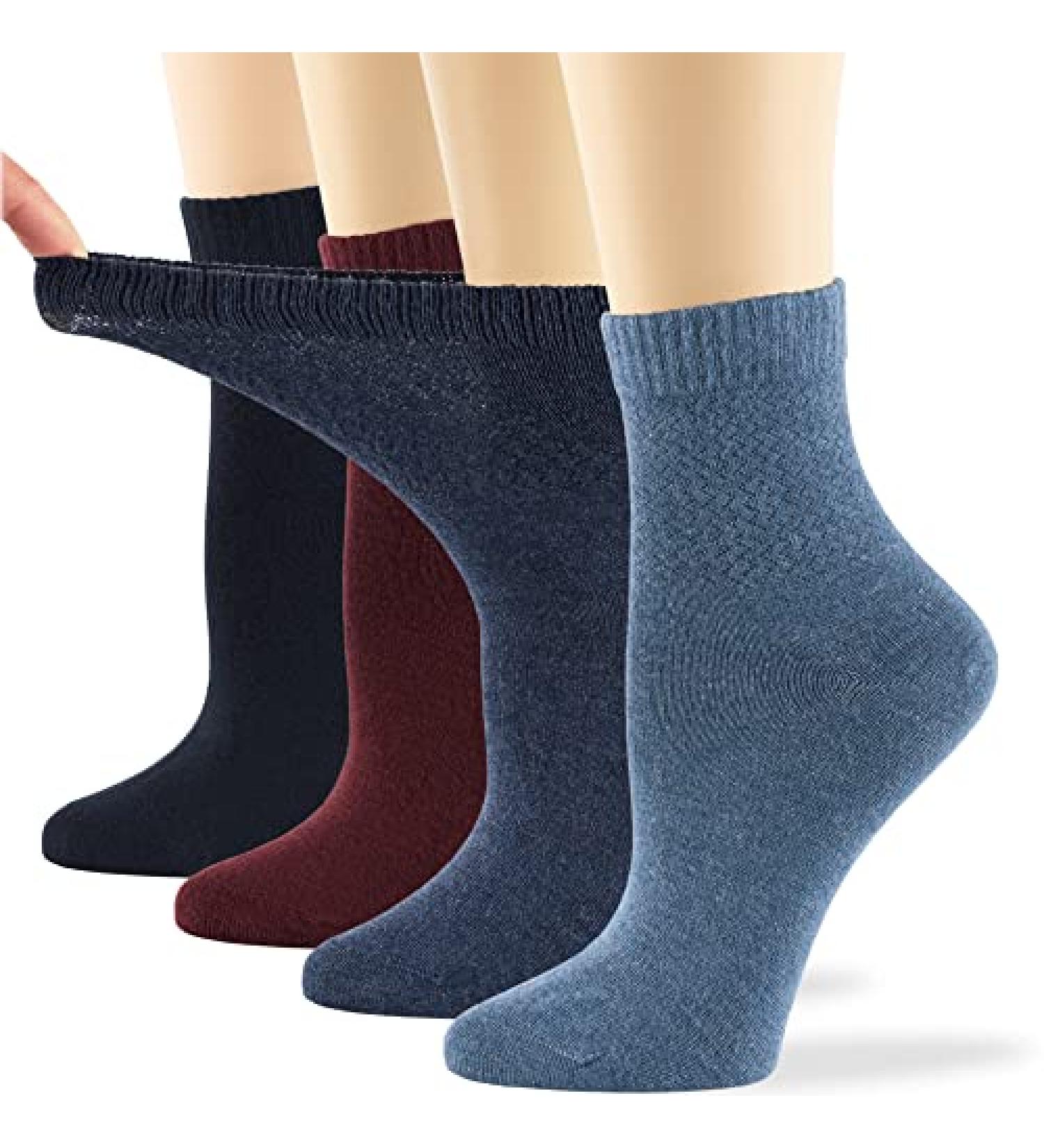 7BIGSTARS KINGDOM Women's Ankle Bamboo Diabetic Socks 4 Pack - Black/Grey/Blue/Beige - Size 5-9 - Soft & Comfortable - Buy Online on GoSupps.com