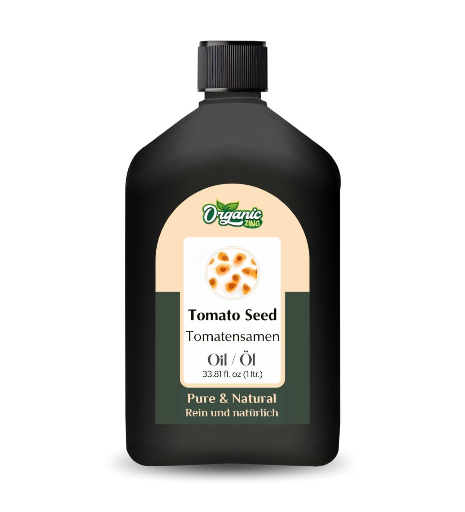 ORGANIC ZING Organic Zing Tomato Seeds (Solanum Lycopersicum. L.) Oil | Pure and Natural Carrier Oil for Skin Care and Massage - 1000ml