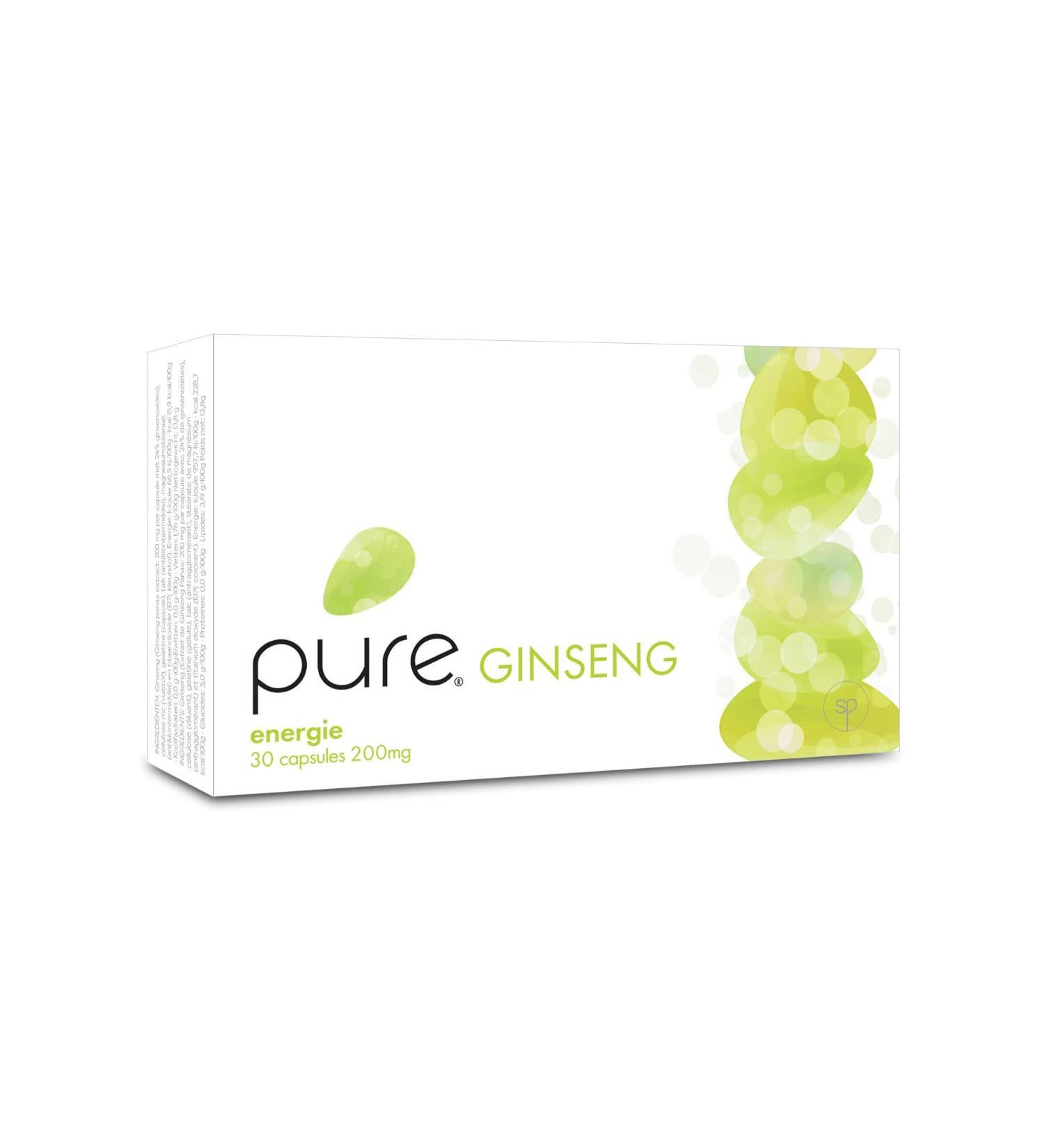 Pure Ginseng - 30 High Dosed Vegan, Dietary Supplement for Women and Men, Vitamin Complex Capsules for Concentration
