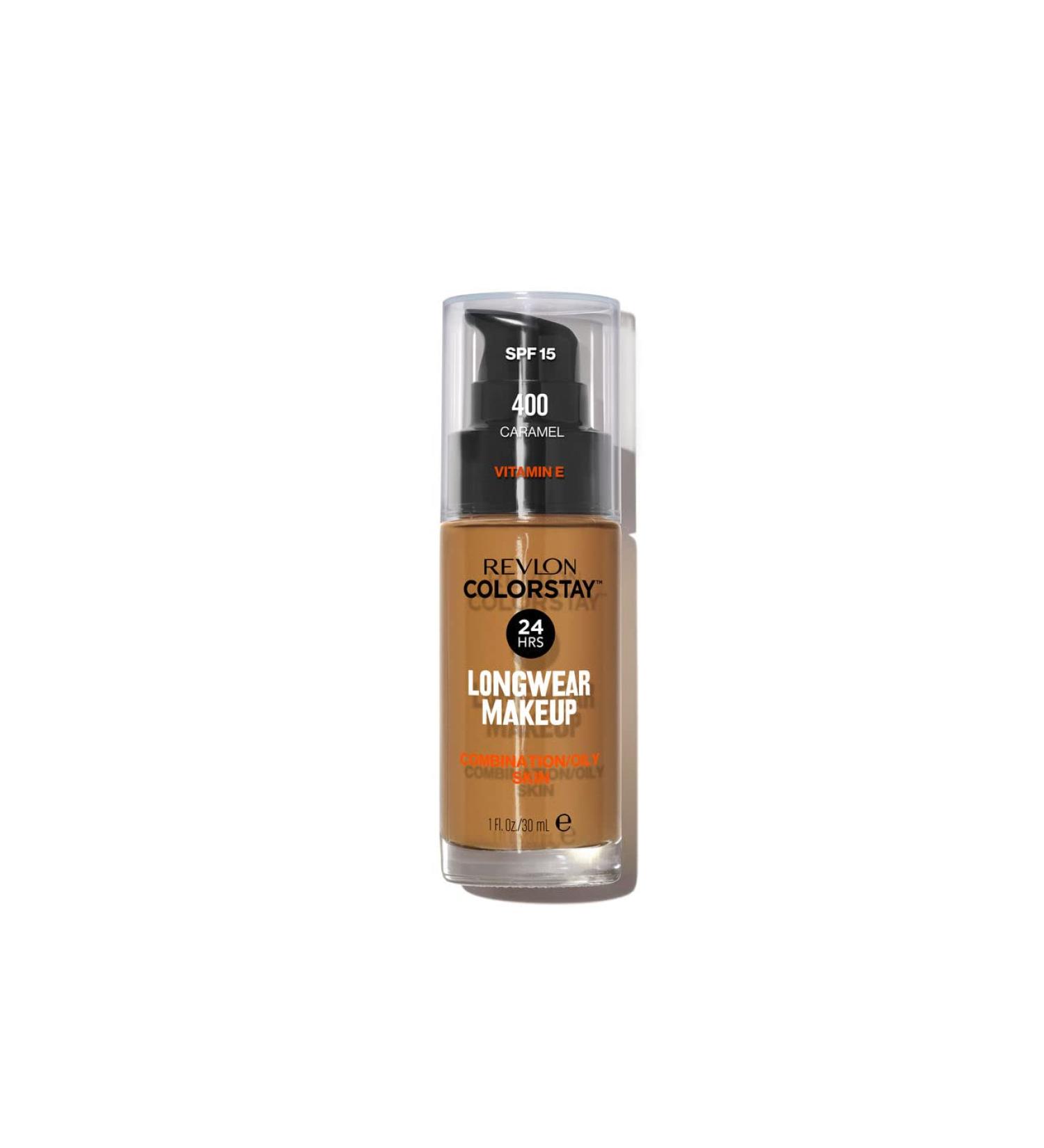 Revlon ColorStay - Fond de teint Longue Tenue 24H - Maquillage Teint et Soin Peaux Mixtes Grasses - Formule Nourrissante et Protectrice Base de Vitamine E - SPF 15-30 ml - N400 Caramel - Buy Online on GoSupps.com