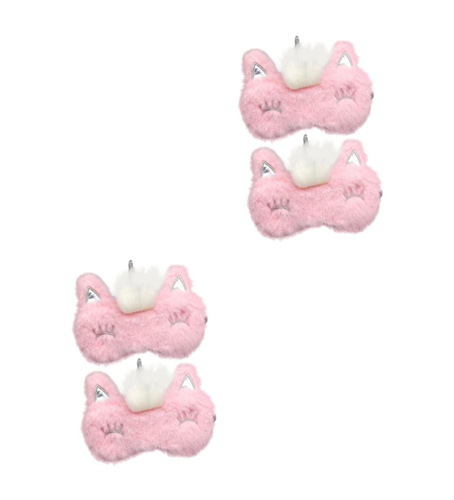 FOMIYES 4 Pcs Plush Eye Masks Sleep Masks for Women Men & Kids Comfortable Eye Covers in Pink - Buy Online on GoSupps.com