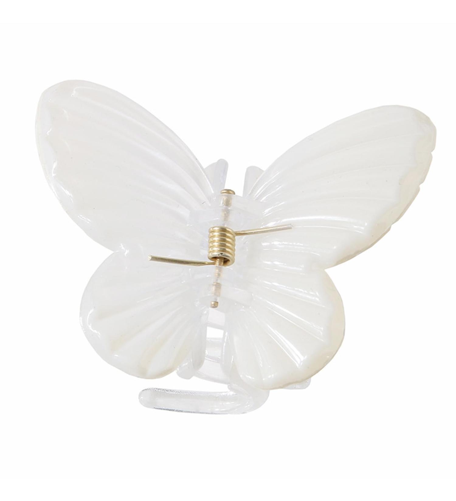 Women Hair Claw Butterflies Shape Anti-slip Teeth Design Back Head Hair Clip Strong Grip Hair Holder White - Buy Online on GoSupps.com