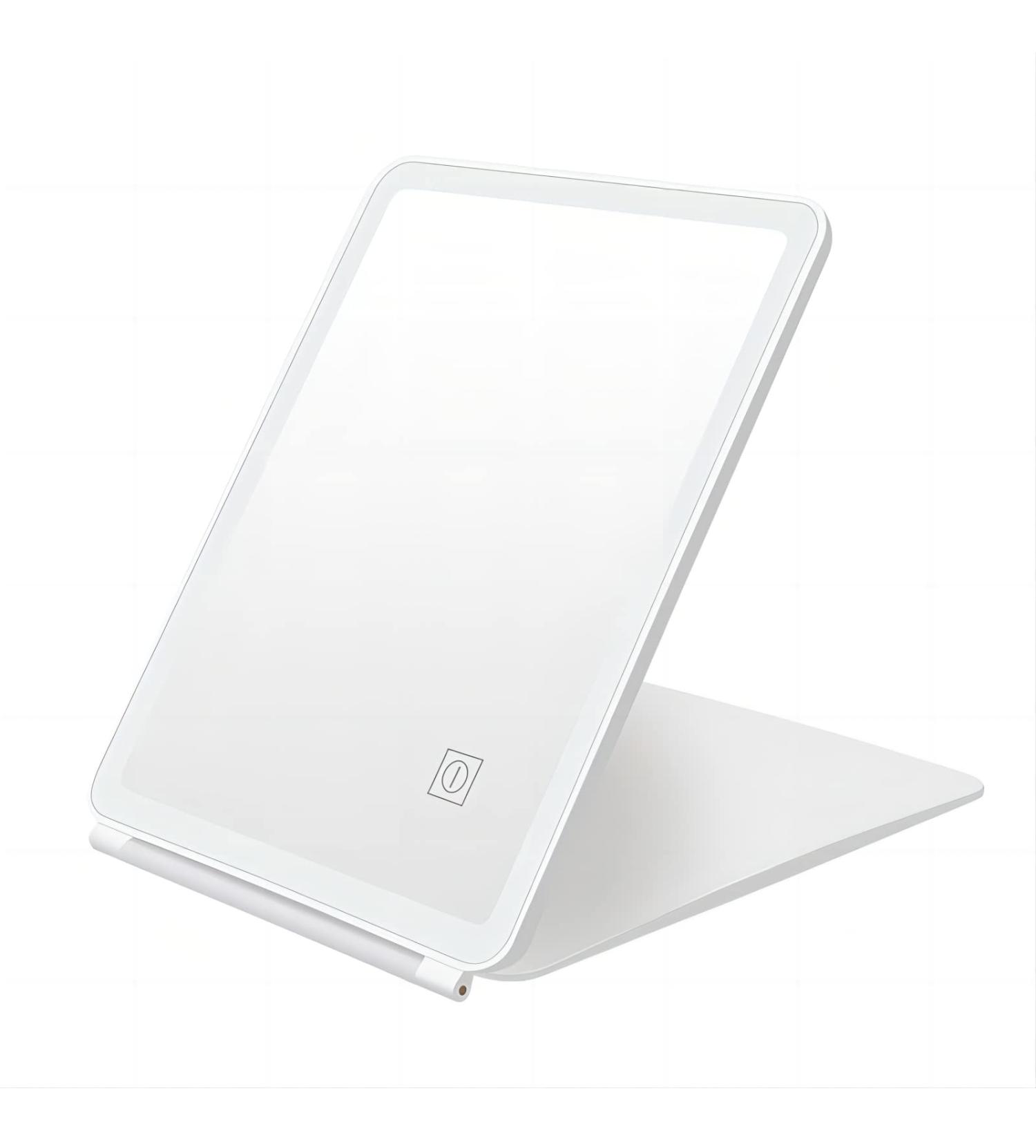 Lissahne Portable Travel Makeup Mirror - Foldable Compact HD with Adjustable LED Lighting - USB Rechargeable Vanity Mirror in White - Buy Online on GoSupps.com