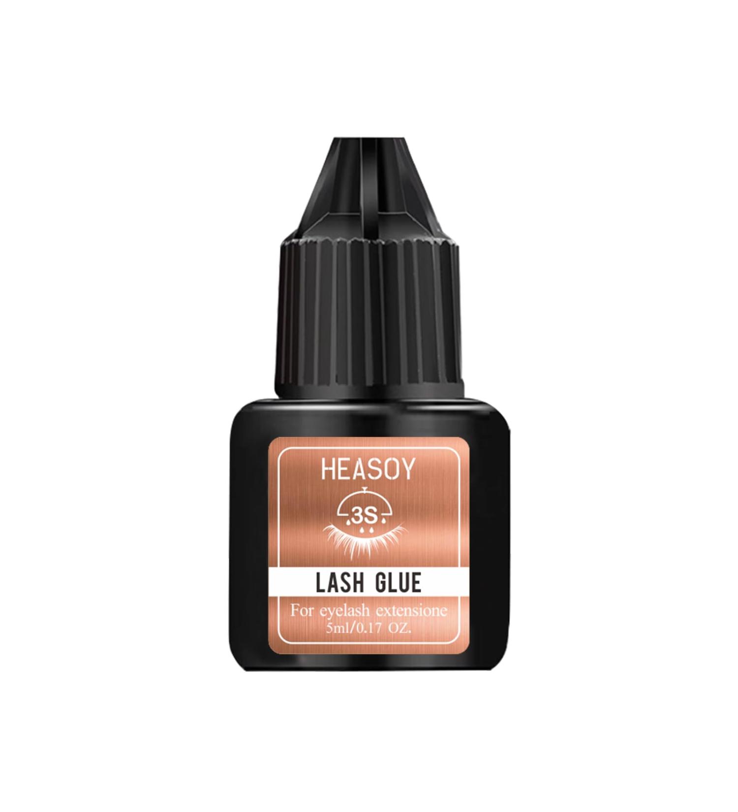 Eyelash Extension Glue by Heasoy - Extra Strong 5ml | 3 Sec Drying | 7 Weeks Retention | Black Adhesive for Self & Professional Use - Buy Online on GoSupps.com