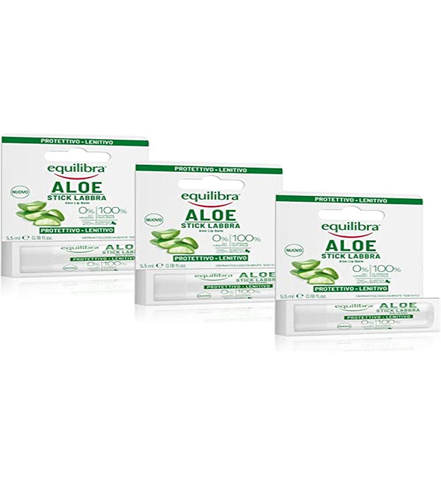 Equilibra Equilibra Face Aloe Stick Lips Moisturizer Based On Aloe Vera Creates A Protective Veil Against Frost Dehydration Sun And Wind In All Seasons 3 Pieces Of 5.5 Ml